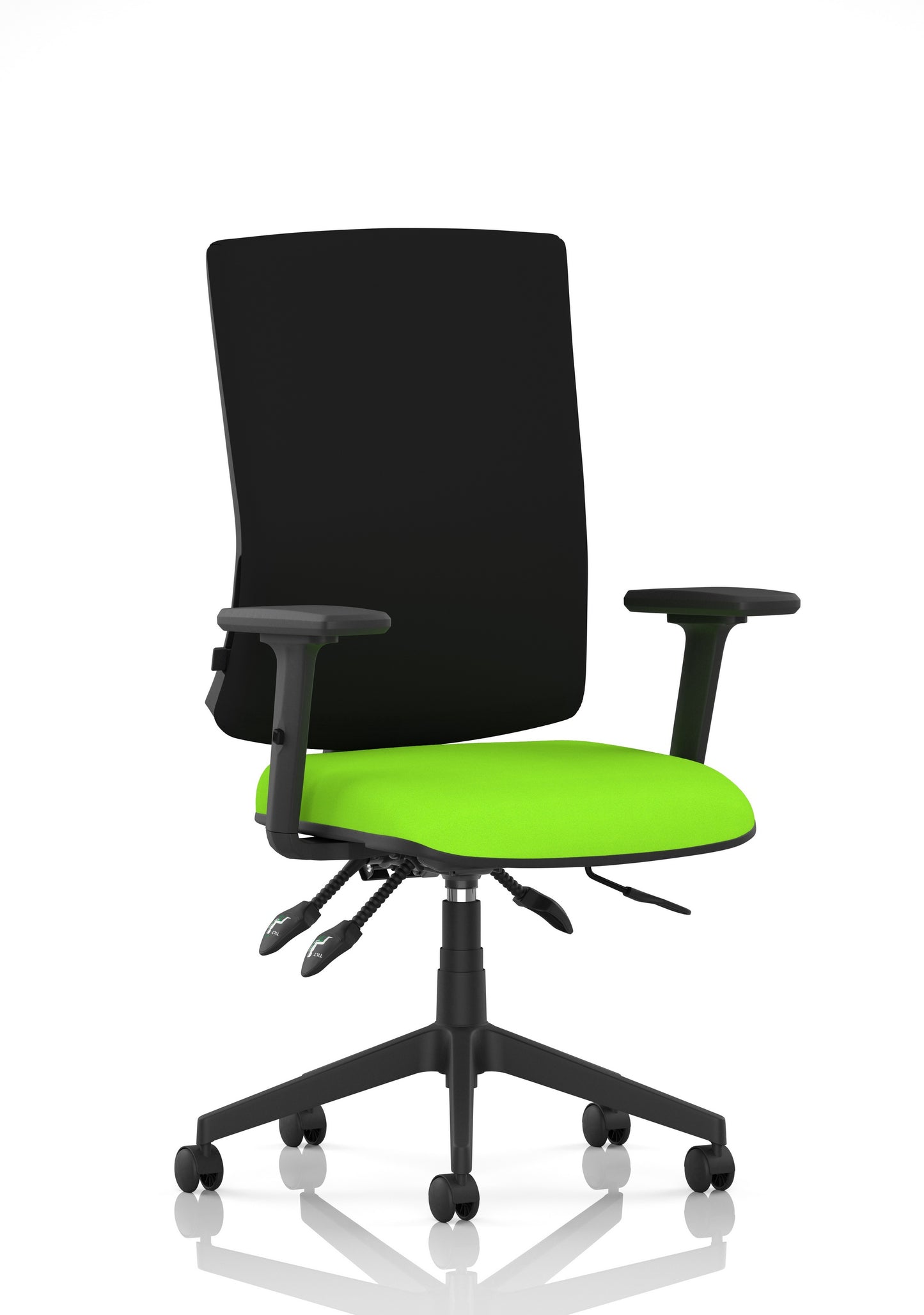 Orlena High Back Ergonomic Task Operator Office Chair Bespoke Myrrh Green Black With Arms - Industrious Decor