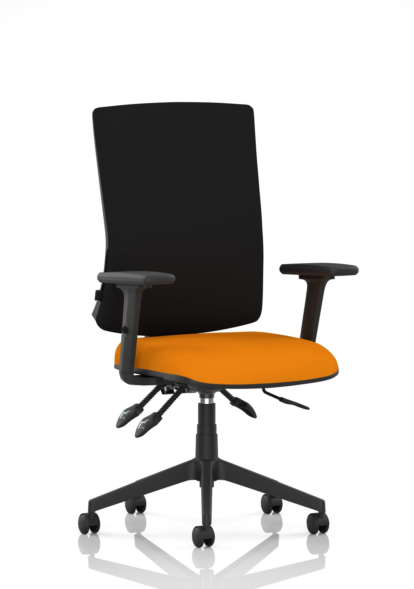 Orlena High Back Ergonomic Task Operator Office Chair Bespoke Senna Yellow Black With Arms - Industrious Decor