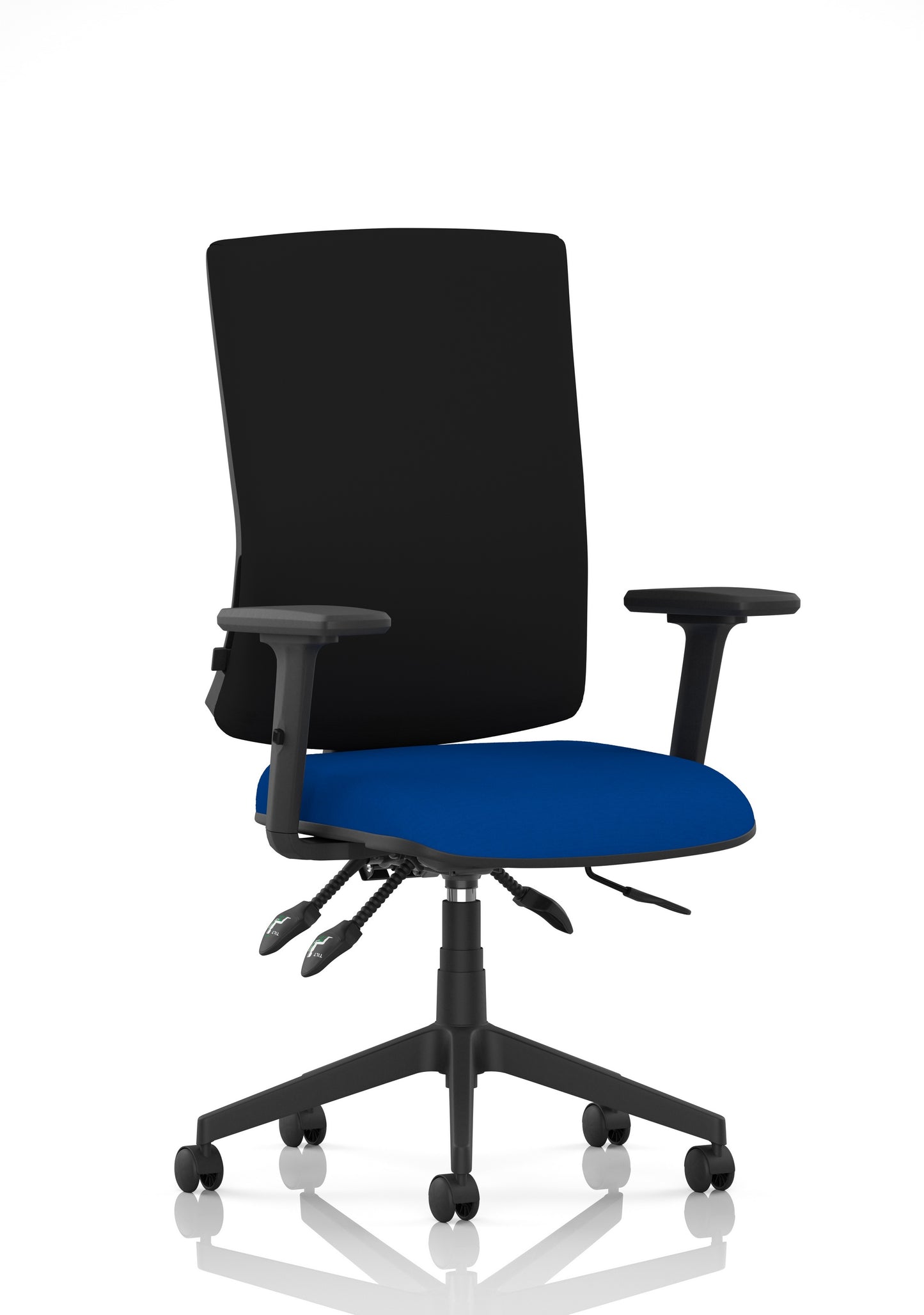 Orlena High Back Ergonomic Task Operator Office Chair Bespoke Stevia Blue Black With Arms - Industrious Decor