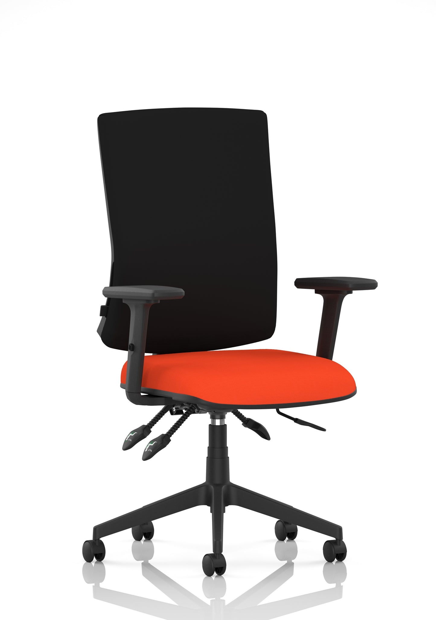 Orlena High Back Ergonomic Task Operator Office Chair Bespoke Tabasco Orange Black With Arms - Industrious Decor