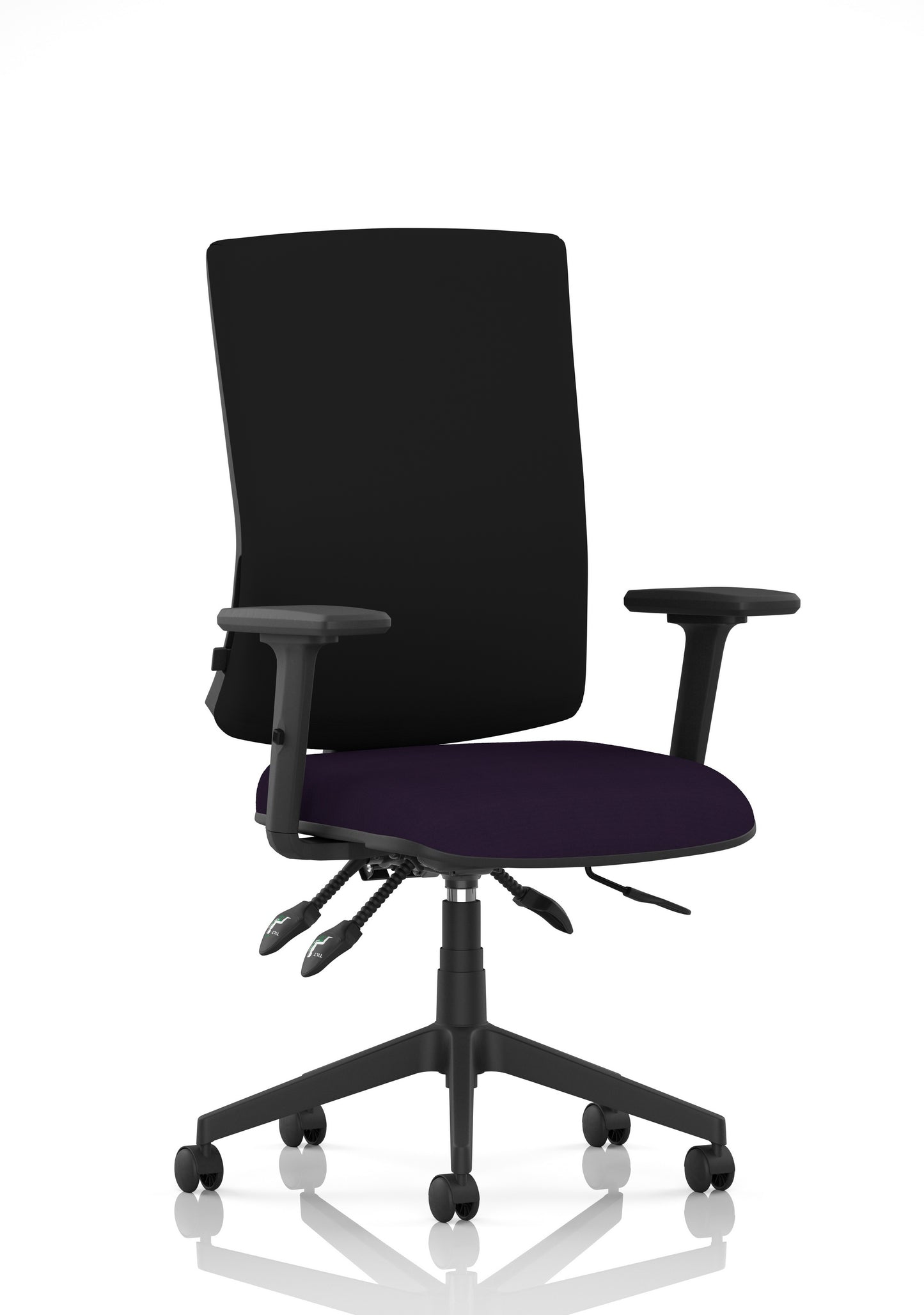Orlena High Back Ergonomic Task Operator Office Chair Bespoke Tansy Purple Black With Arms - Industrious Decor