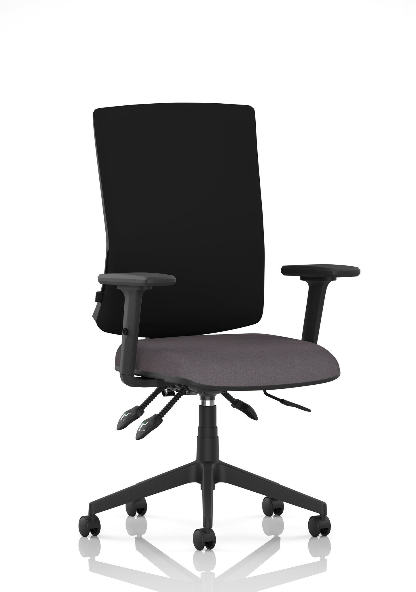 Orlena High Back Ergonomic Task Operator Office Chair Bespoke Rivet Fuse Black With Arms - Industrious Decor