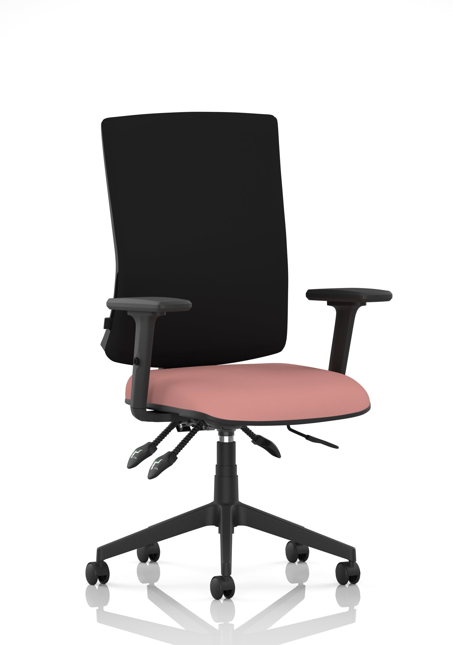 Orlena High Back Ergonomic Task Operator Office Chair Bespoke Quest Shrimp Black With Arms - Industrious Decor