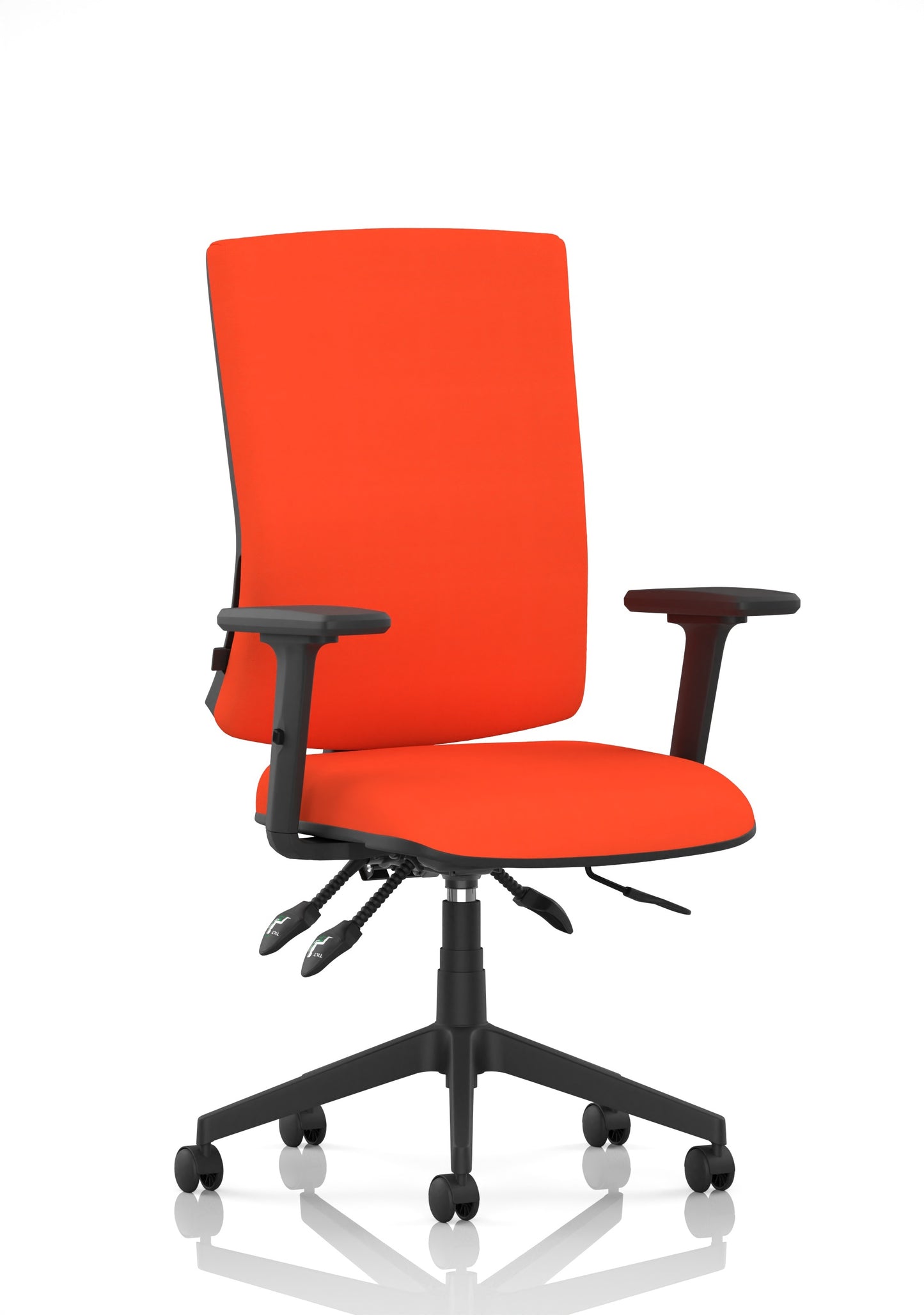 Orlena High Back Ergonomic Task Operator Office Chair Bespoke Tabasco Orange Matching Bespoke Colour With Arms - Industrious Decor