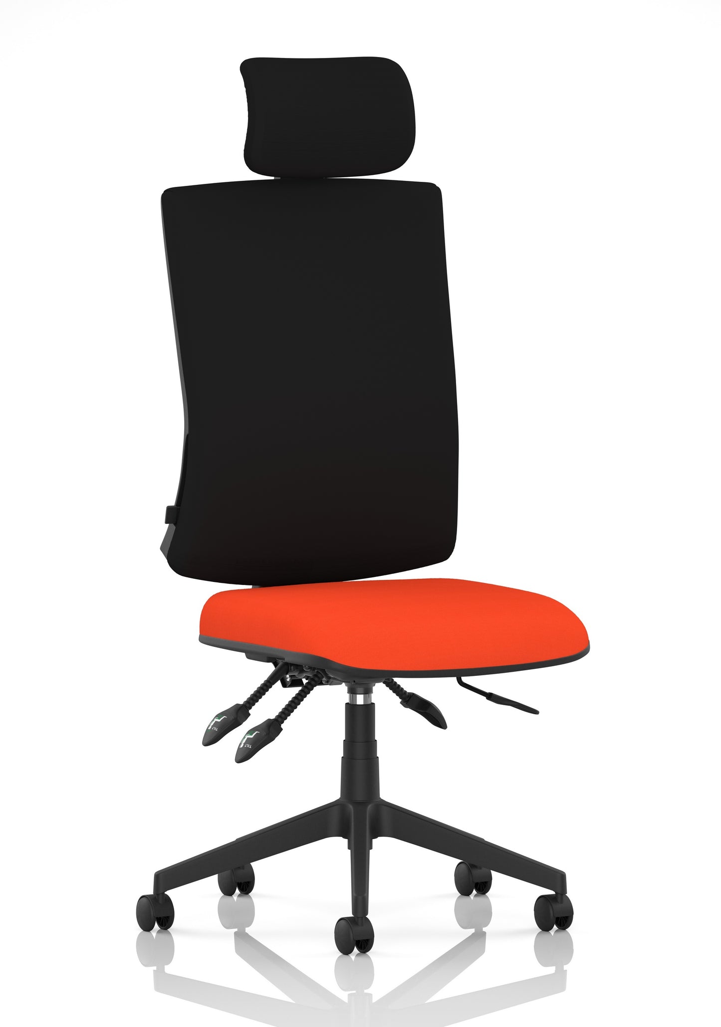 Orlena High Back Ergonomic Task Operator Office Chair with Headrest Bespoke Tabasco Orange Black None - Industrious Decor