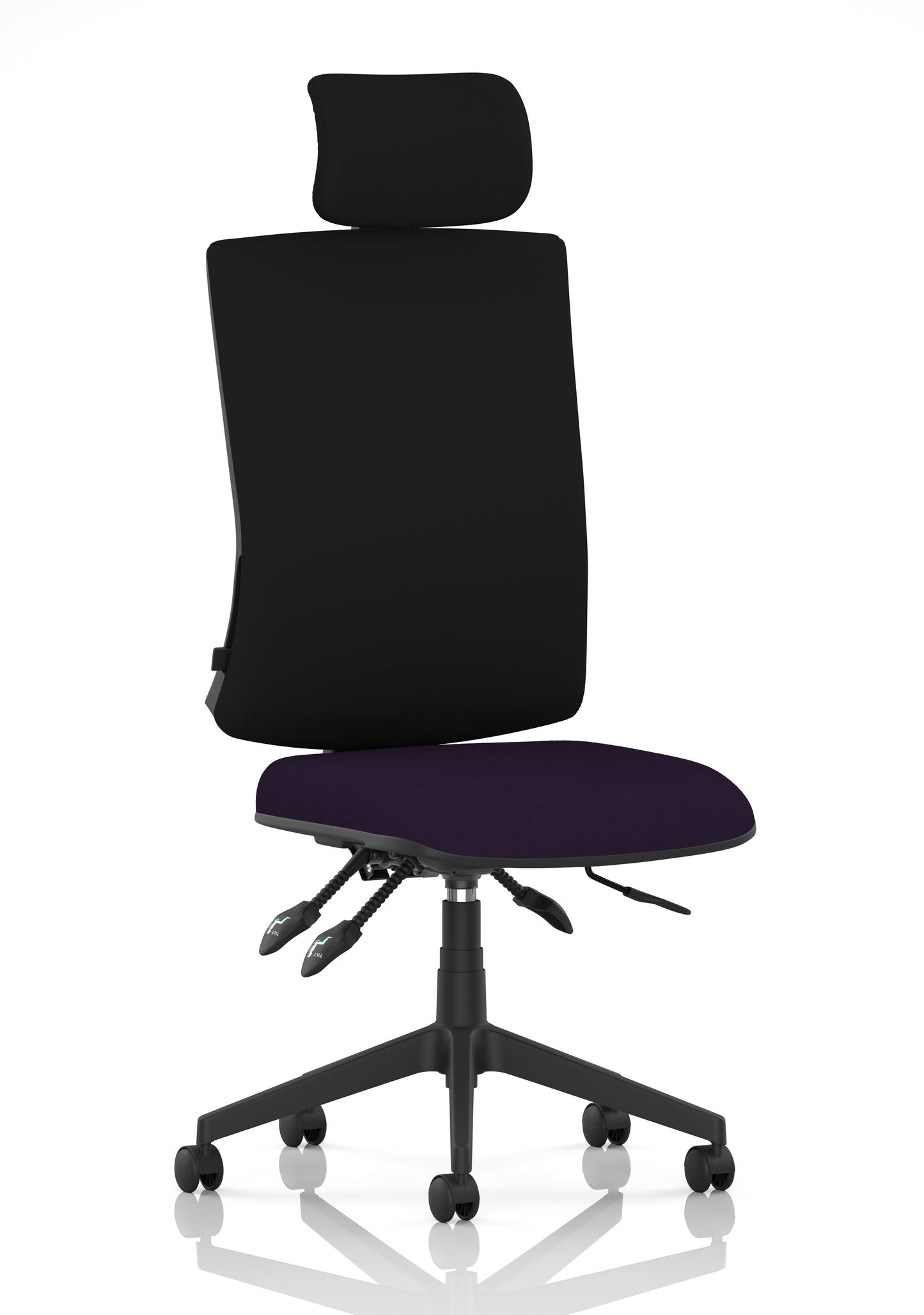 Orlena High Back Ergonomic Task Operator Office Chair with Headrest Bespoke Tansy Purple Black None - Industrious Decor
