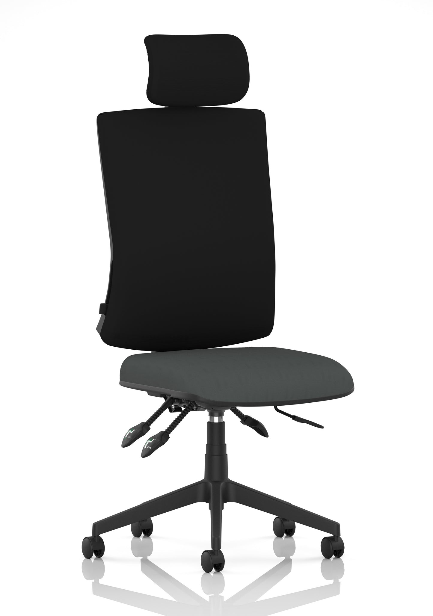 Orlena High Back Ergonomic Task Operator Office Chair with Headrest Bespoke Quest Mussel Black None - Industrious Decor