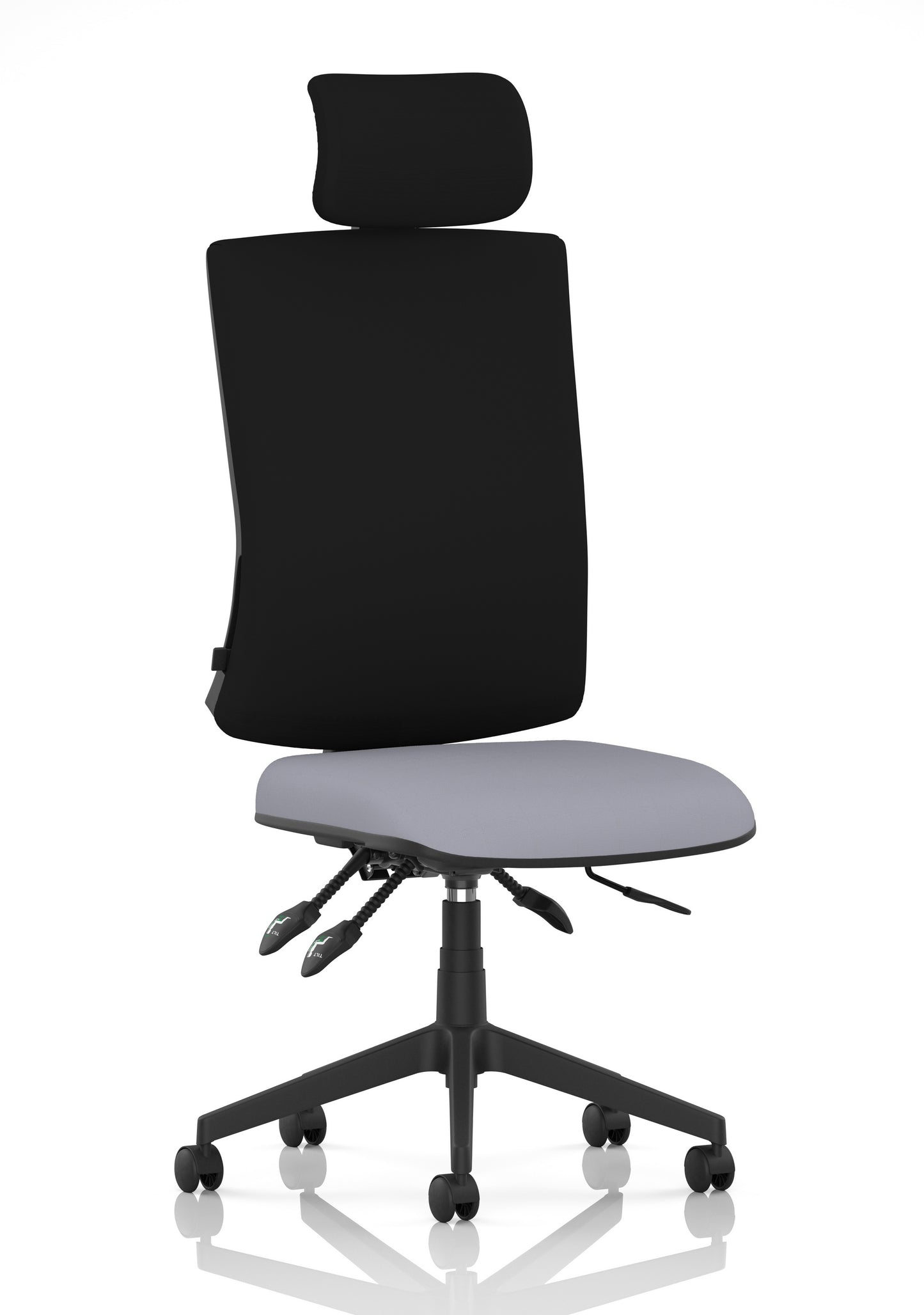Orlena High Back Ergonomic Task Operator Office Chair with Headrest Bespoke Quest Shell Black None - Industrious Decor
