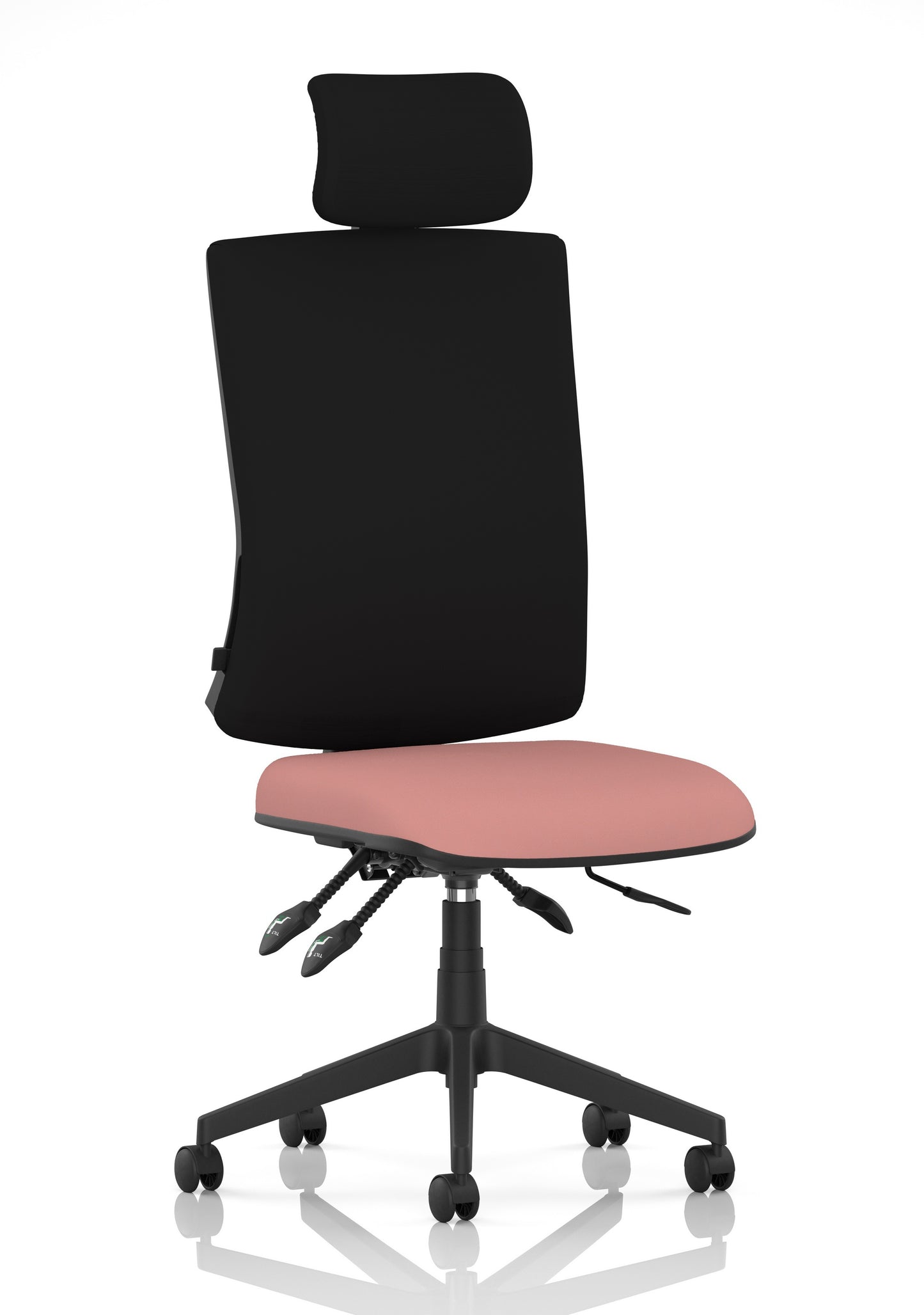 Orlena High Back Ergonomic Task Operator Office Chair with Headrest Bespoke Quest Shrimp Black None - Industrious Decor