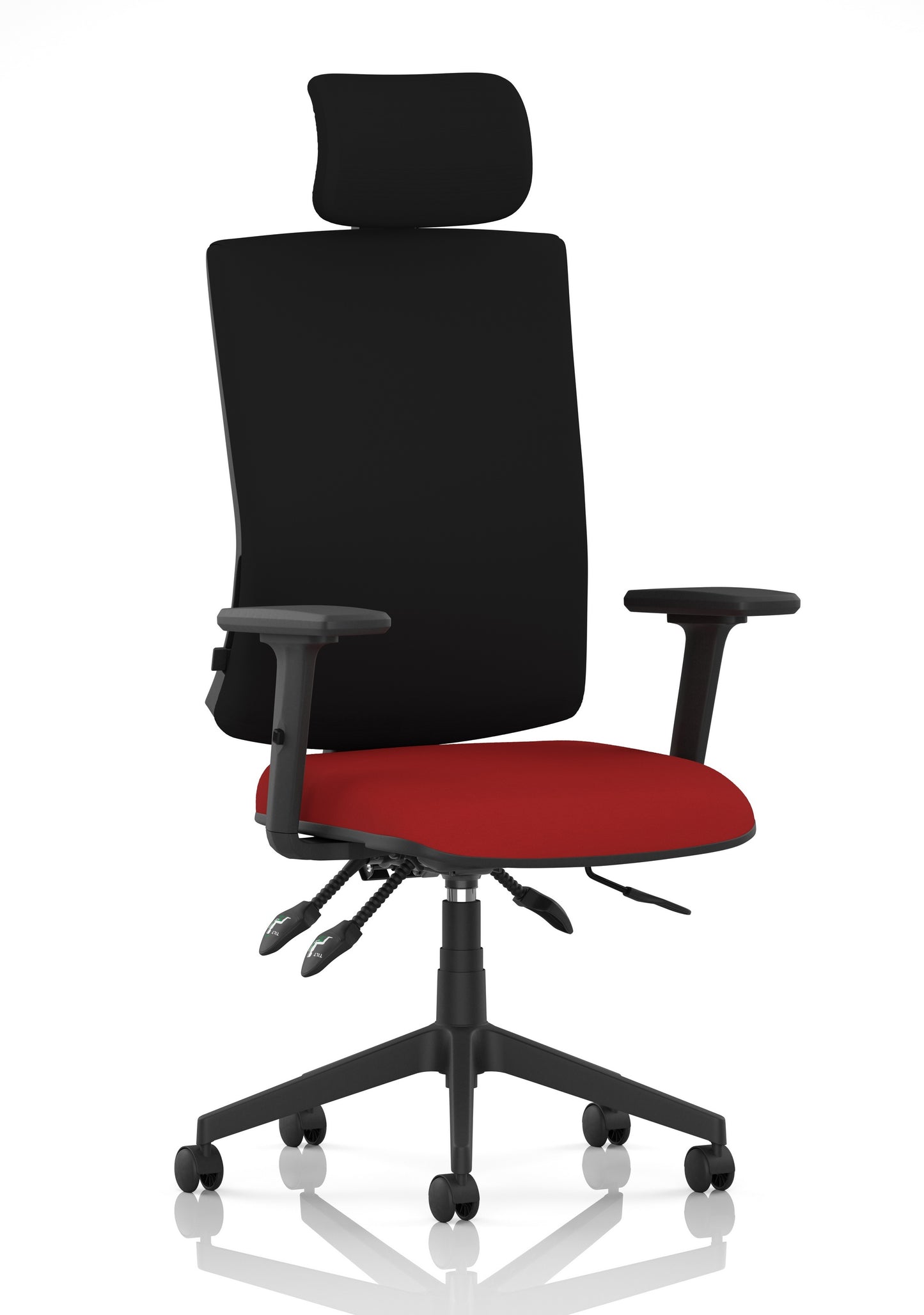 Orlena High Back Ergonomic Task Operator Office Chair with Headrest Bespoke Bergamot Cherry Black With Arms - Industrious Decor