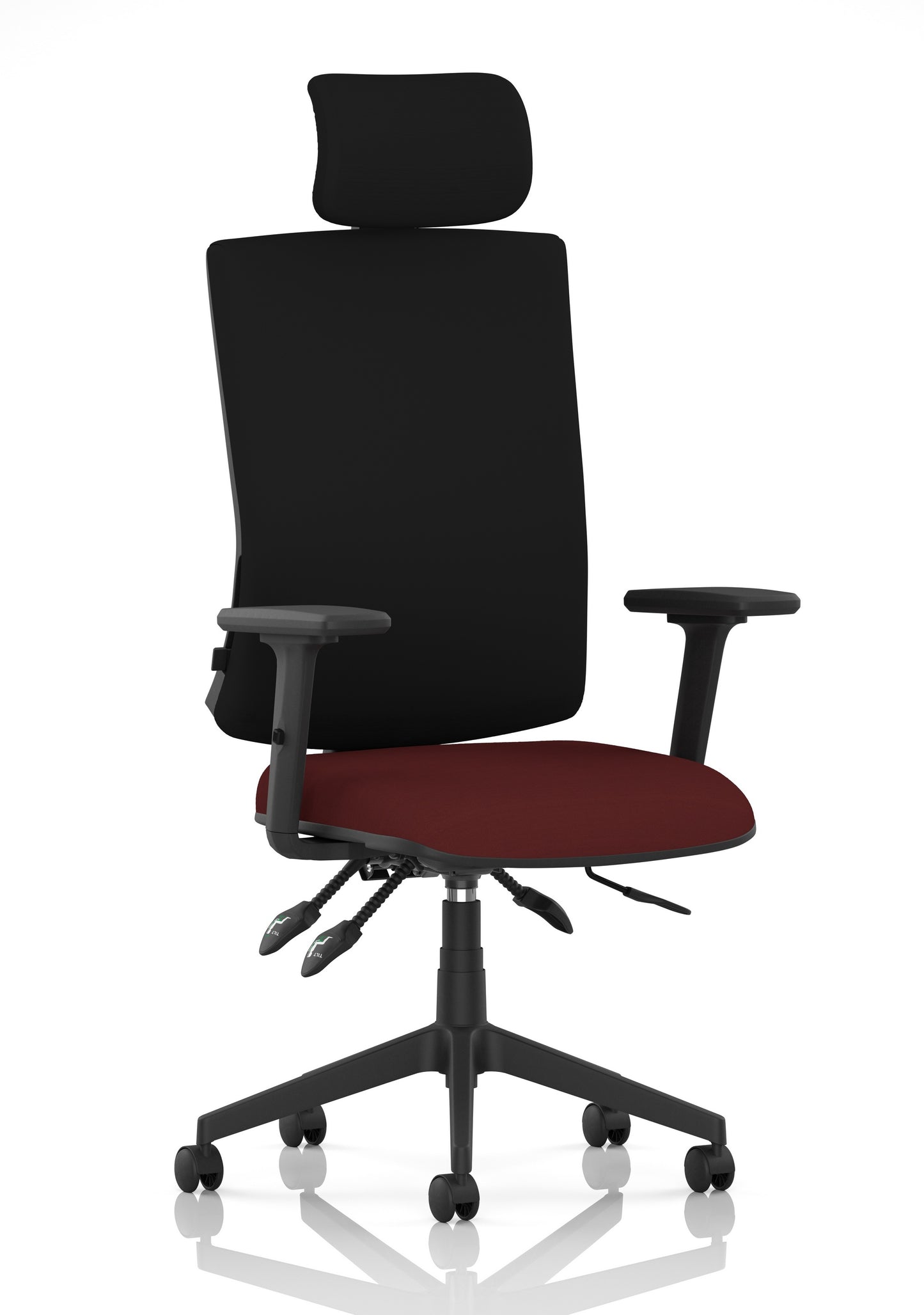 Orlena High Back Ergonomic Task Operator Office Chair with Headrest Bespoke Ginseng Chilli Black With Arms - Industrious Decor