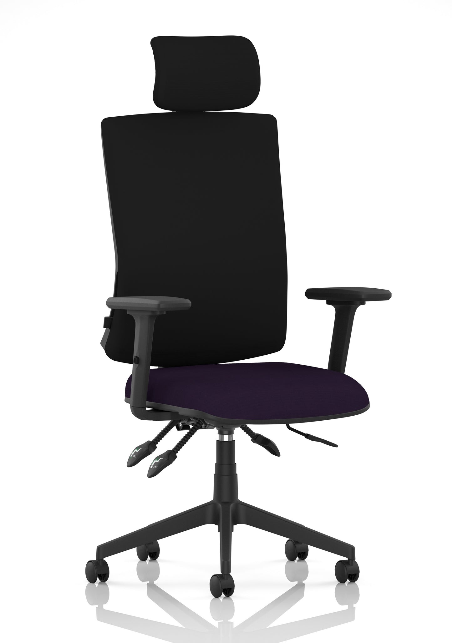 Orlena High Back Ergonomic Task Operator Office Chair with Headrest Bespoke Tansy Purple Black With Arms - Industrious Decor