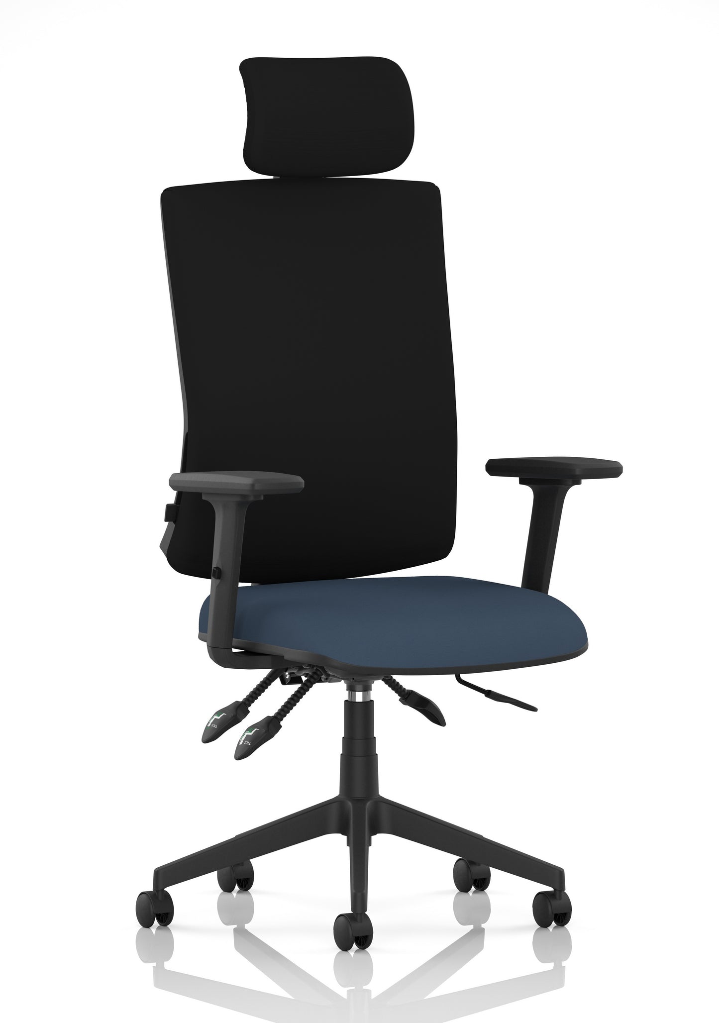 Orlena High Back Ergonomic Task Operator Office Chair with Headrest Bespoke Quest Whelk Black With Arms - Industrious Decor