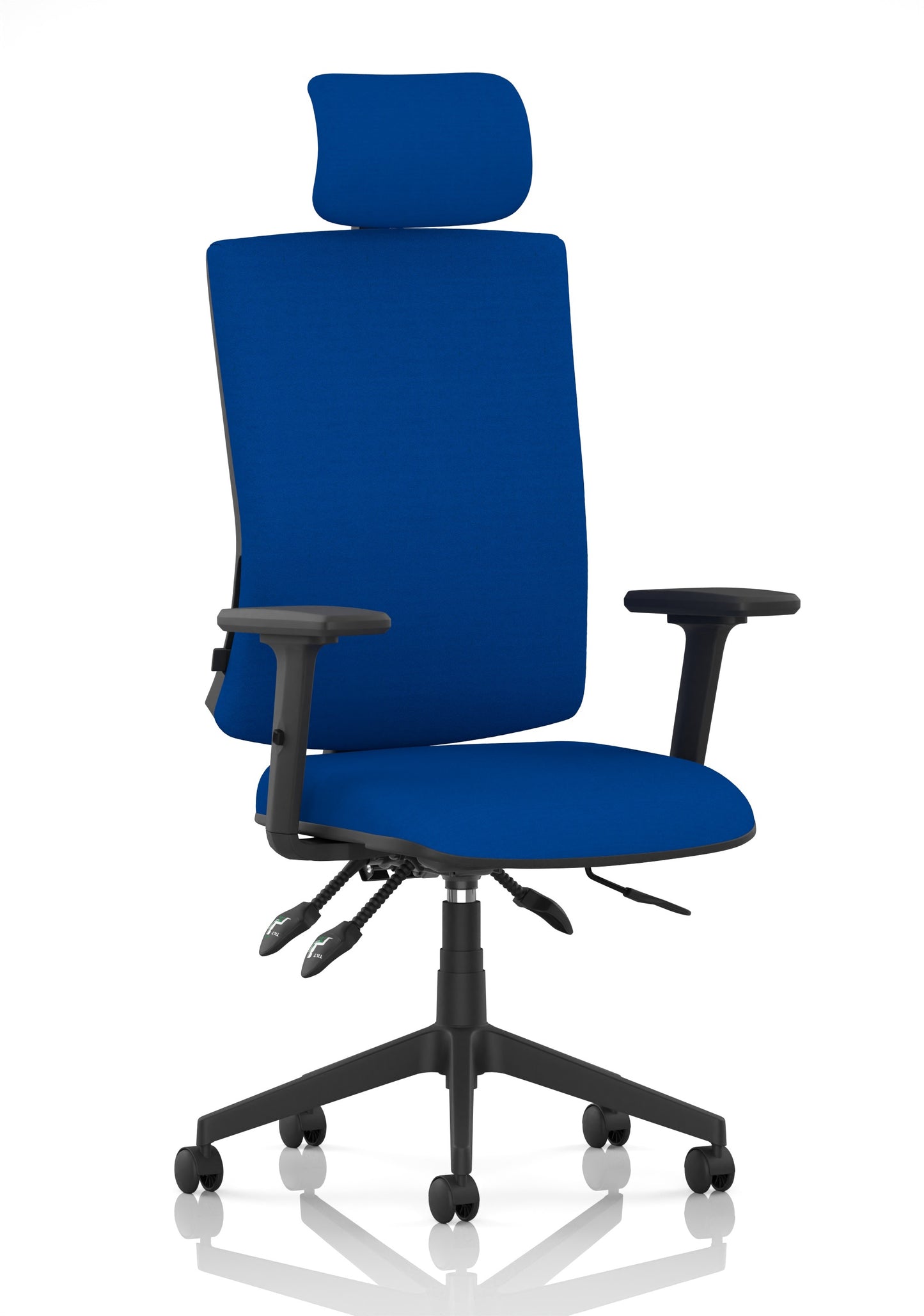 Orlena High Back Ergonomic Task Operator Office Chair with Headrest Bespoke Stevia Blue Matching Bespoke Colour With Arms - Industrious Decor