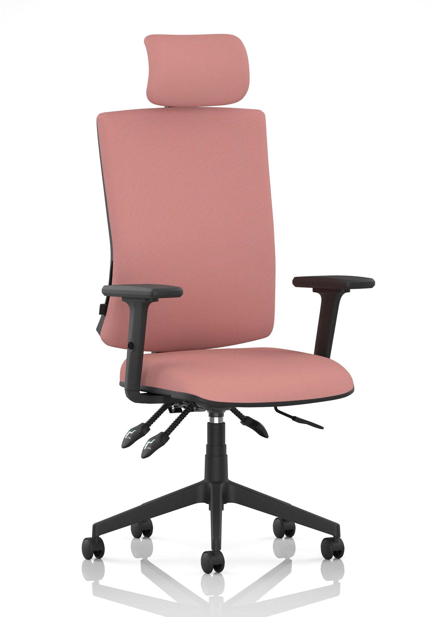 Orlena High Back Ergonomic Task Operator Office Chair with Headrest Bespoke Quest Shrimp Matching Bespoke Colour With Arms - Industrious Decor