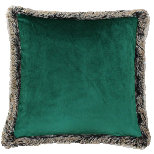 Fur Trimmed Velvet Cushion
