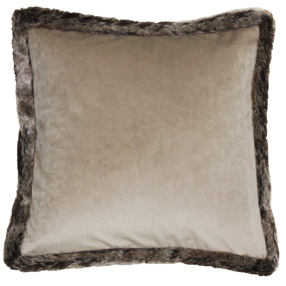 Fur Trimmed Velvet Cushion