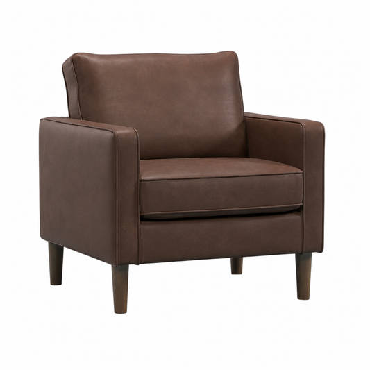 Kelso Armchair — Grey Faux Leather | CRIB 5 | In Stock Chocolate - Industrious Decor