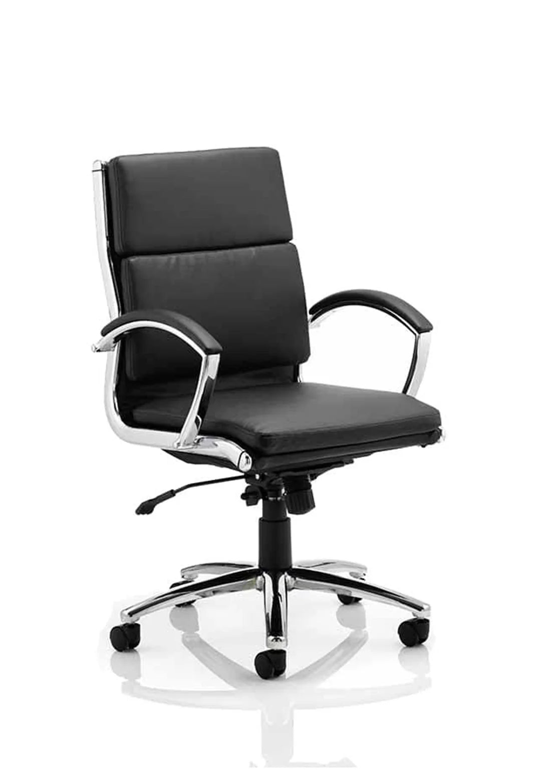 Kinross Executive Office Chair with Arms Black Leather Medium - Industrious Decor