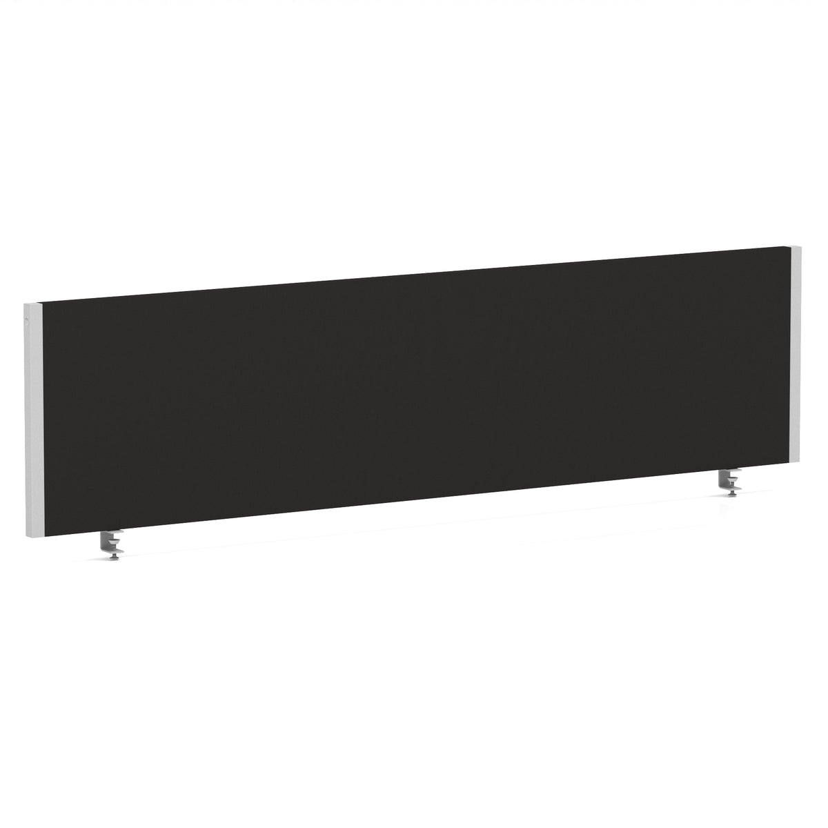 Bramwell Bench Desk Privacy Screen – Silver Frame Black 1600 - Industrious Decor