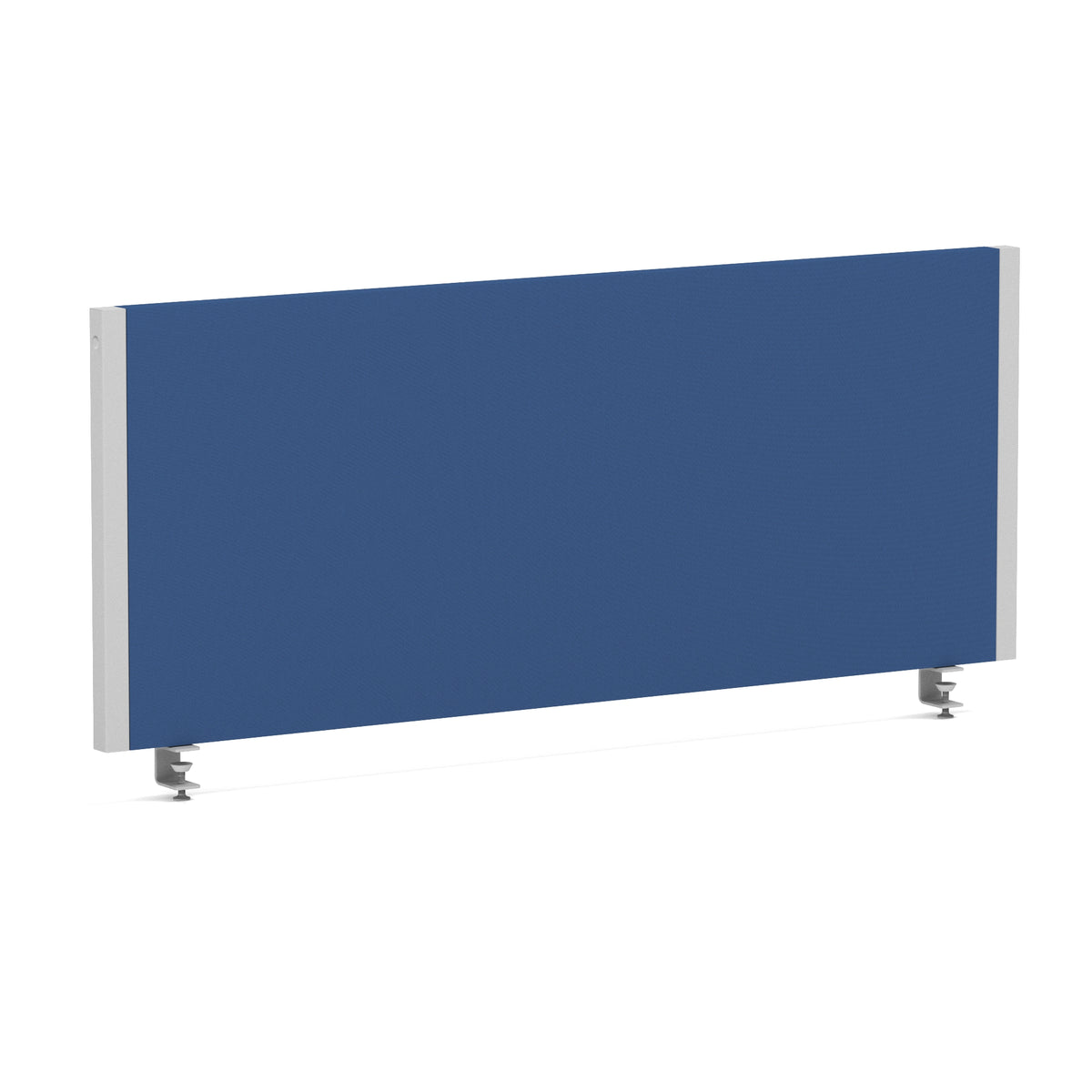Bramwell Bench Desk Privacy Screen – Silver Frame Blue 1000 - Industrious Decor