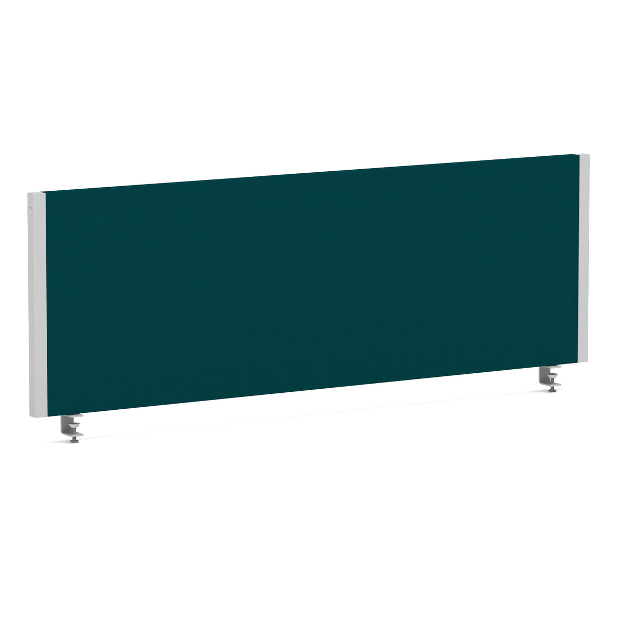 Bramwell Bench Desk Privacy Screen – Silver Frame Bespoke Maringa Teal 1200 - Industrious Decor