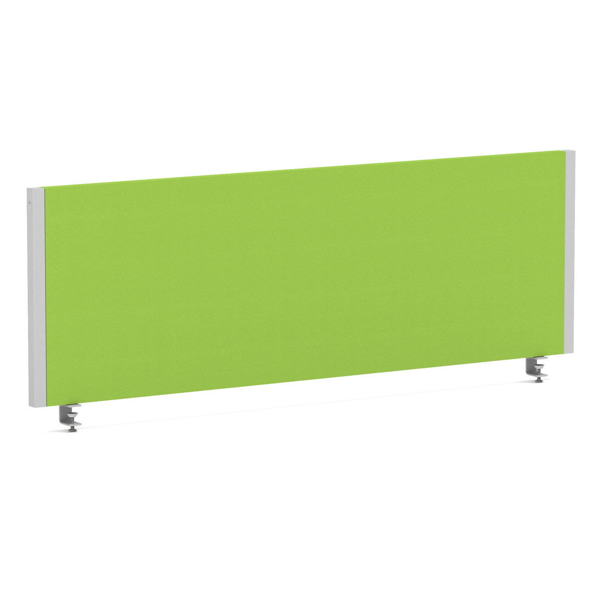 Bramwell Bench Desk Privacy Screen – Silver Frame Bespoke Myrrh Green 1200 - Industrious Decor