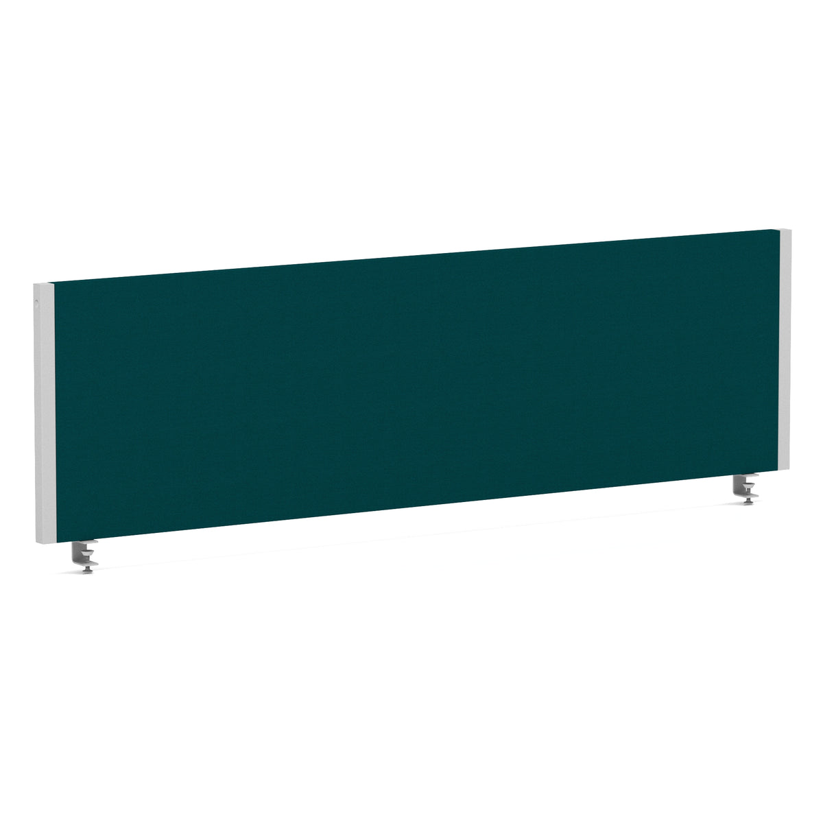 Bramwell Bench Desk Privacy Screen – Silver Frame Bespoke Maringa Teal 1400 - Industrious Decor