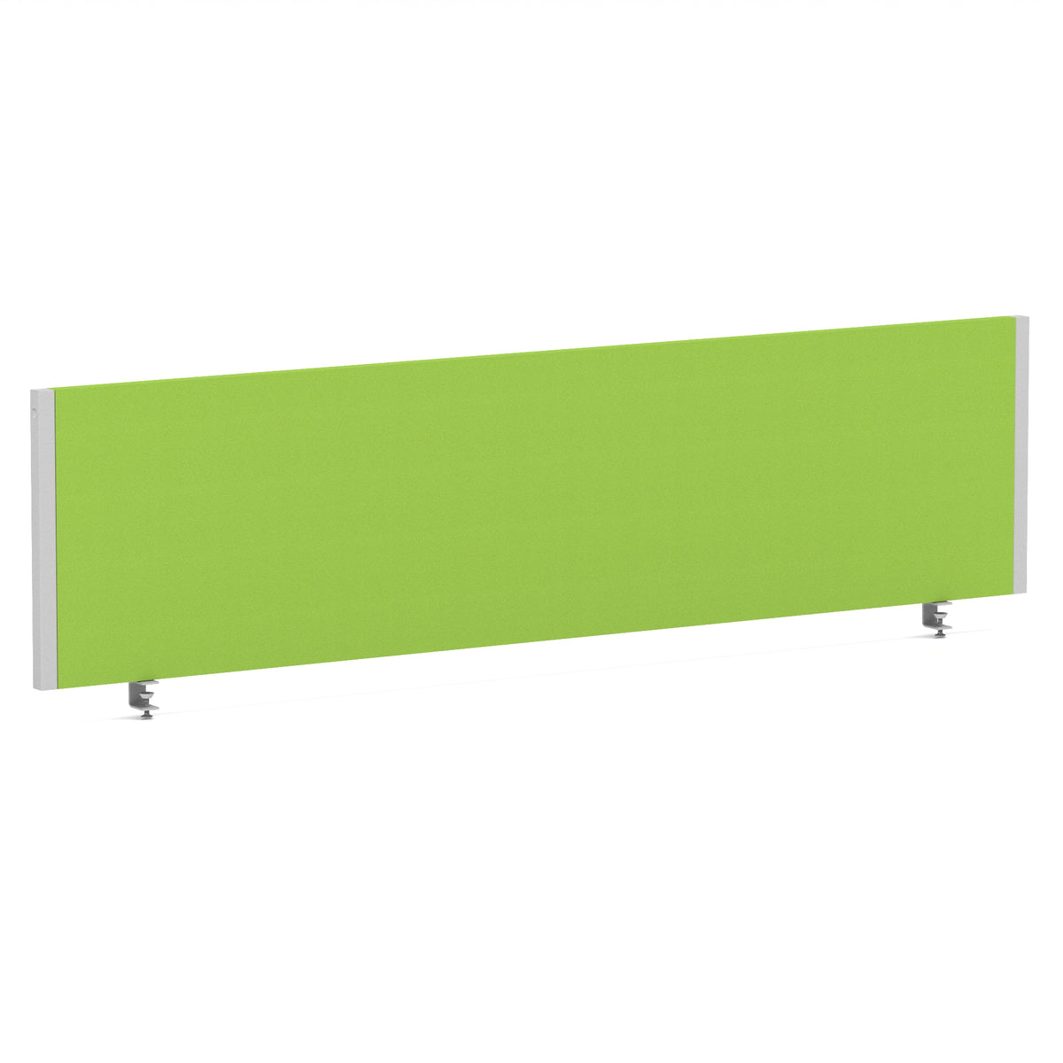 Bramwell Bench Desk Privacy Screen – Silver Frame Bespoke Myrrh Green 1600 - Industrious Decor
