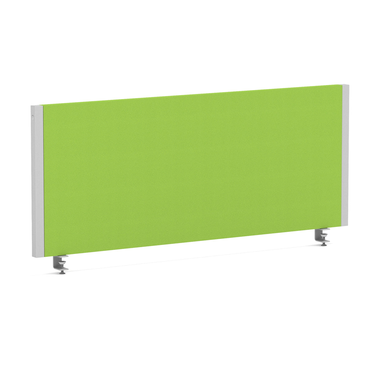 Bramwell Bench Desk Privacy Screen – Silver Frame Bespoke Myrrh Green 1000 - Industrious Decor