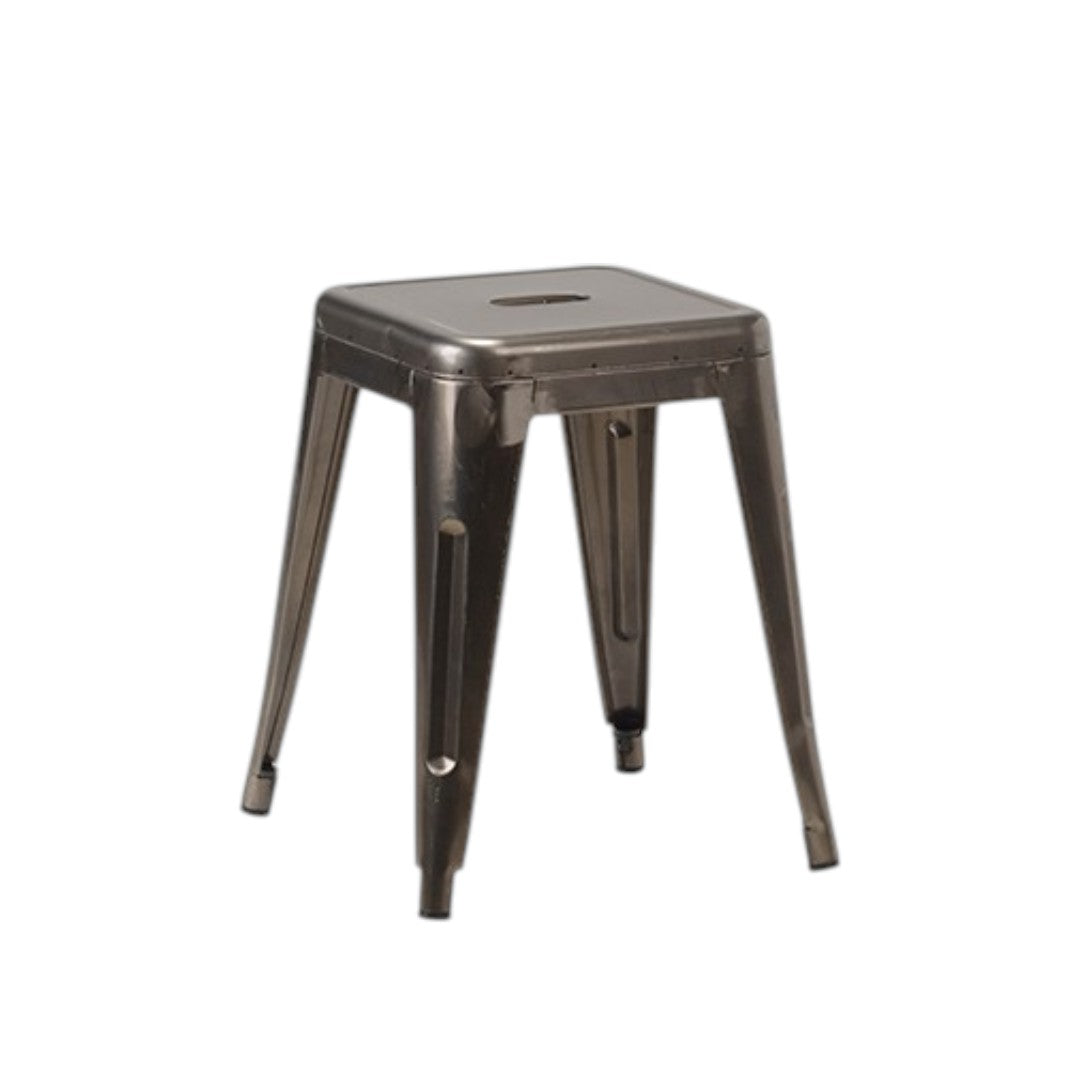French Bistro Low Stool | 25 RAL Colours | Gun Metal | Matt Black | In Stock Gun Metal Grey — In Stock - Industrious Decor