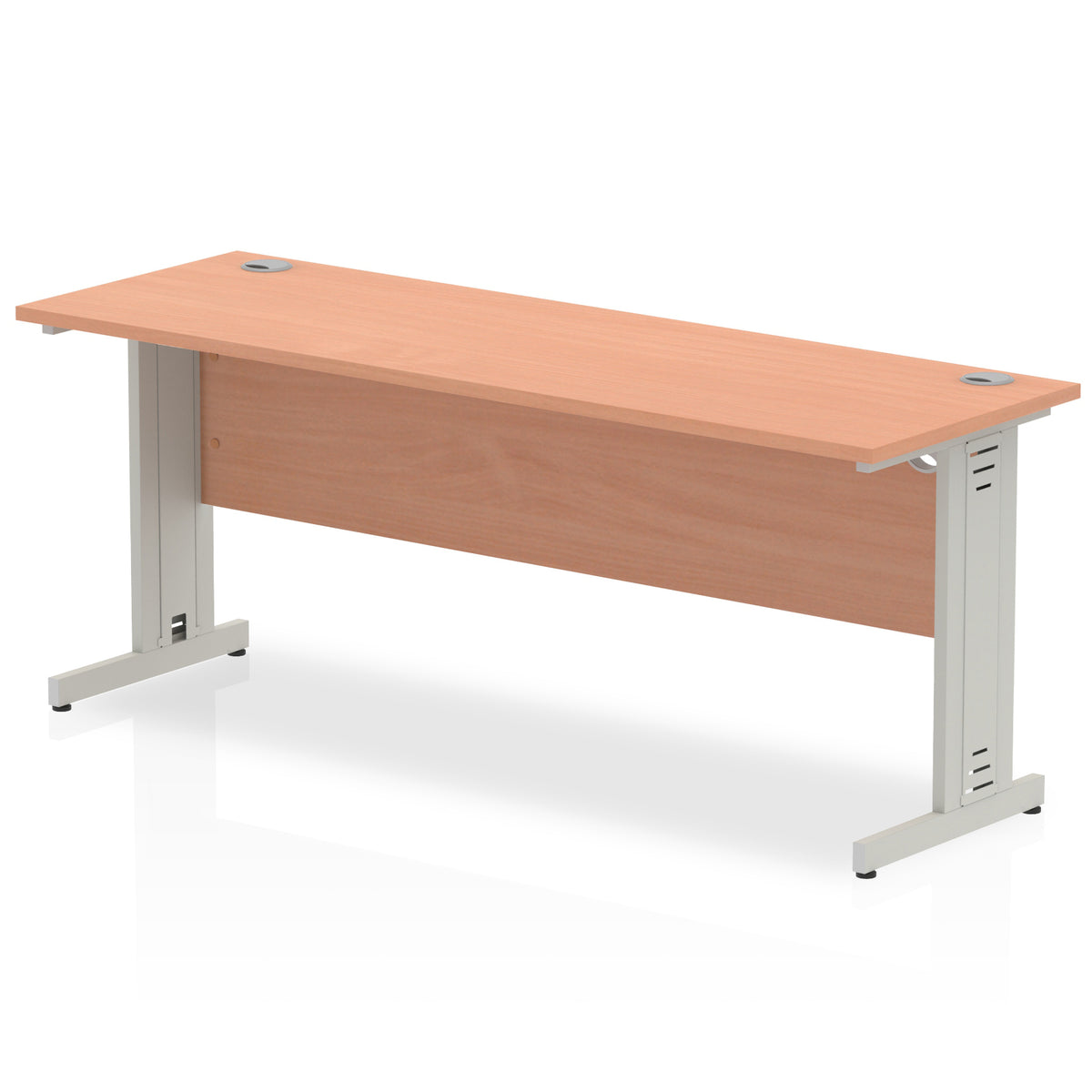 ID Workplace Slimline Cable Managed Desk – 1800mm Beech Silver - Industrious Decor