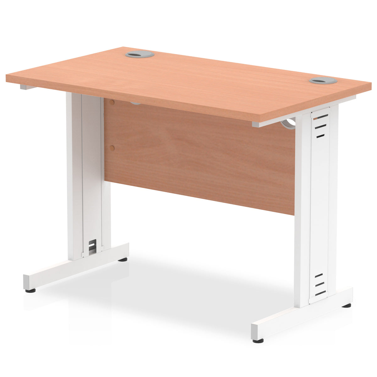 ID Workplace Slimline Cable Managed Desk – 1000mm Beech White - Industrious Decor
