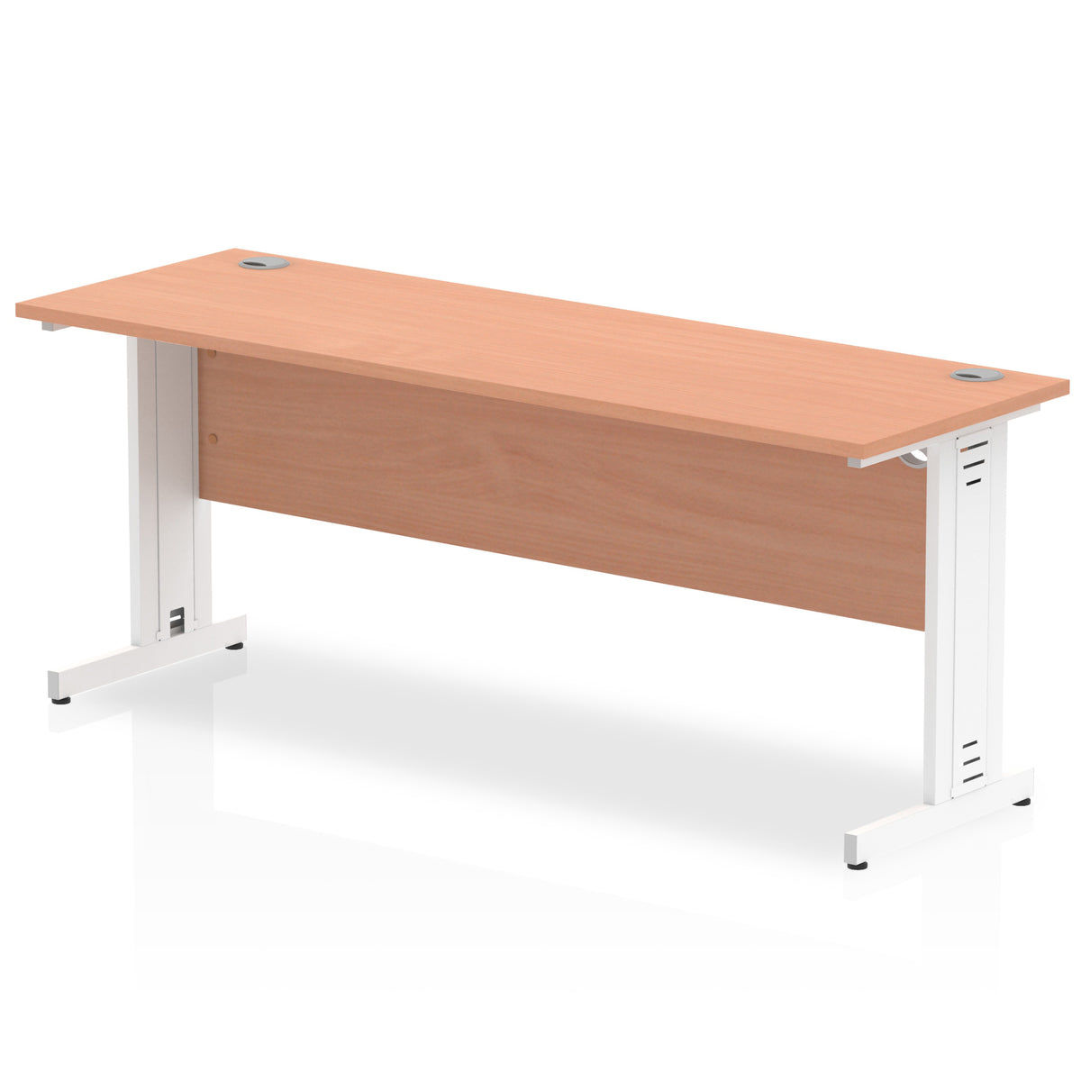 ID Workplace Slimline Cable Managed Desk – 1800mm Beech White - Industrious Decor