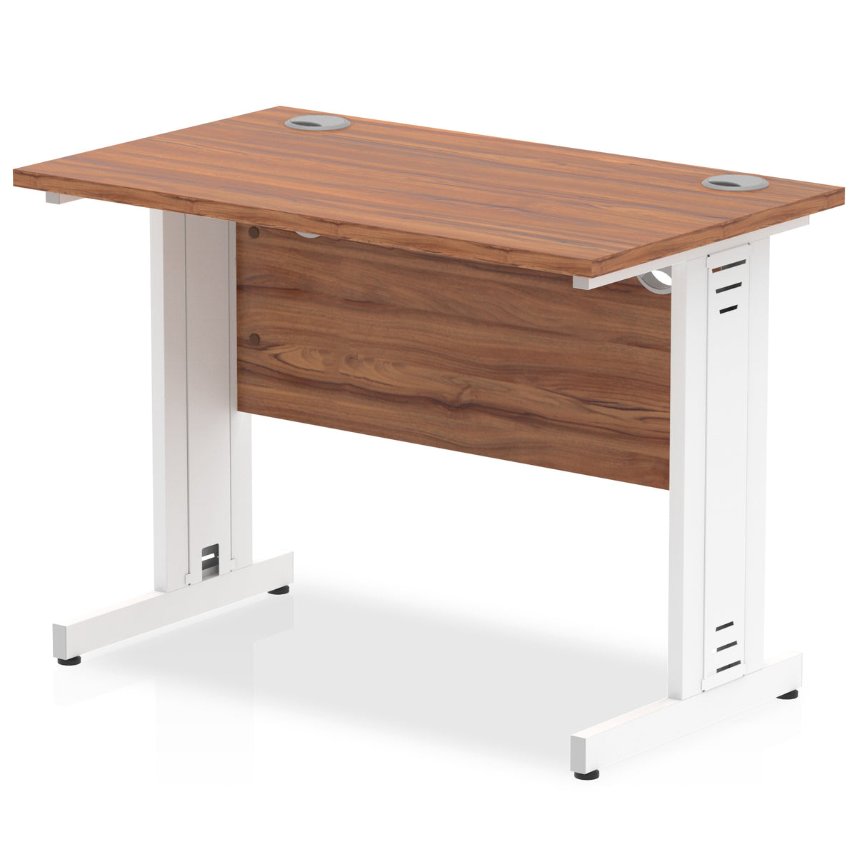 ID Workplace Slimline Cable Managed Desk – 1000mm Walnut White - Industrious Decor