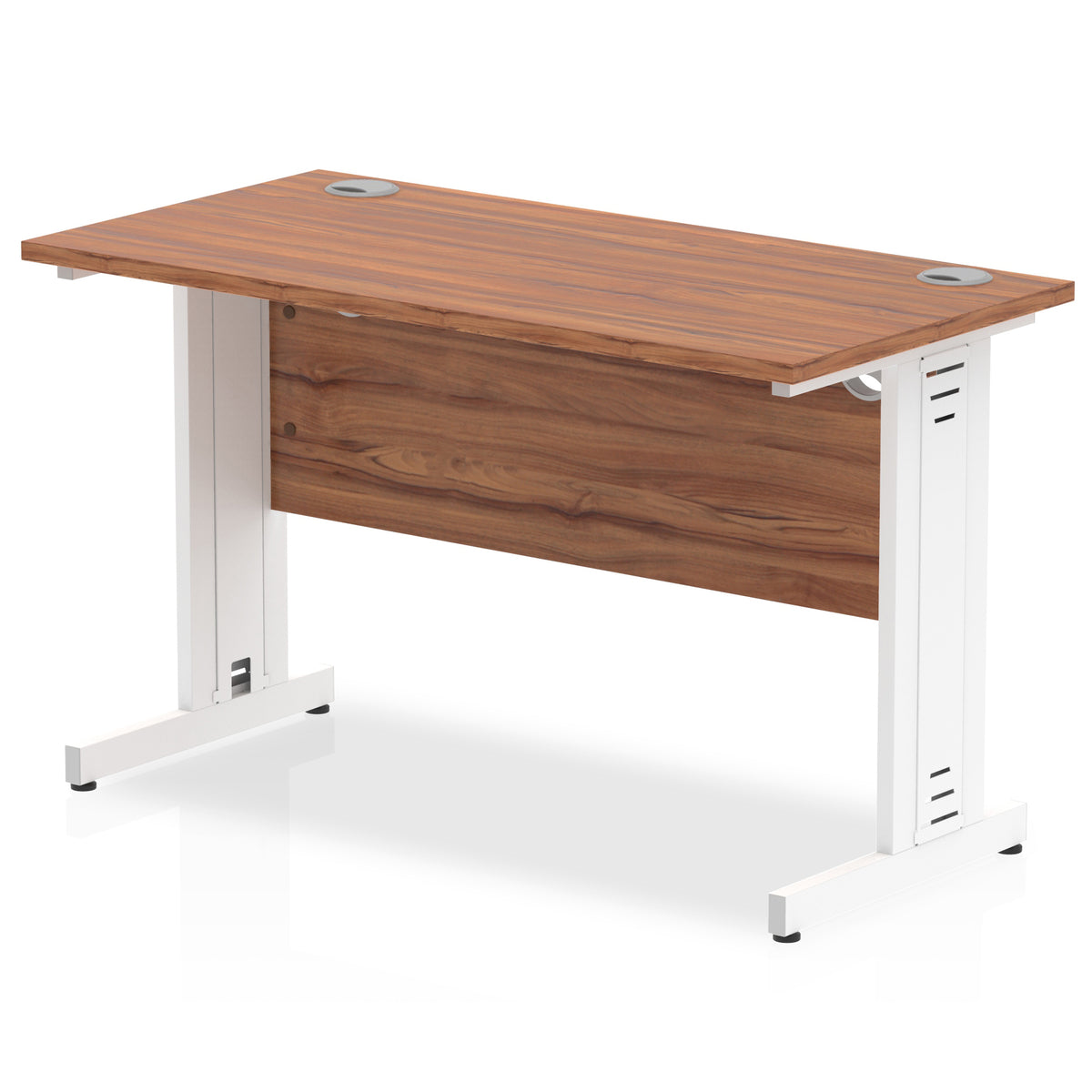 ID Workplace Slimline Cable Managed Desk – 1200mm Walnut White - Industrious Decor
