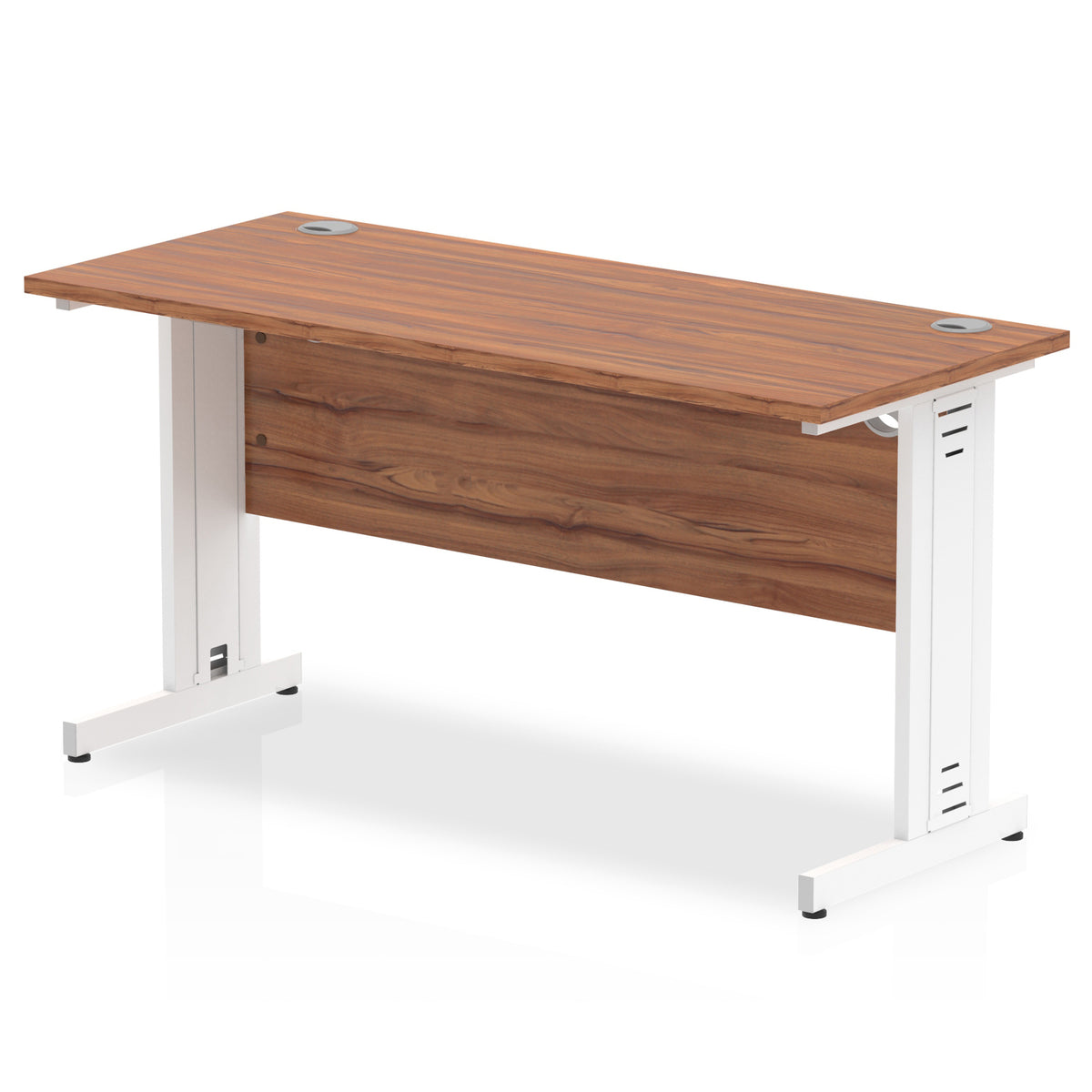 ID Workplace Slimline Cable Managed Desk – 1400mm Walnut White - Industrious Decor