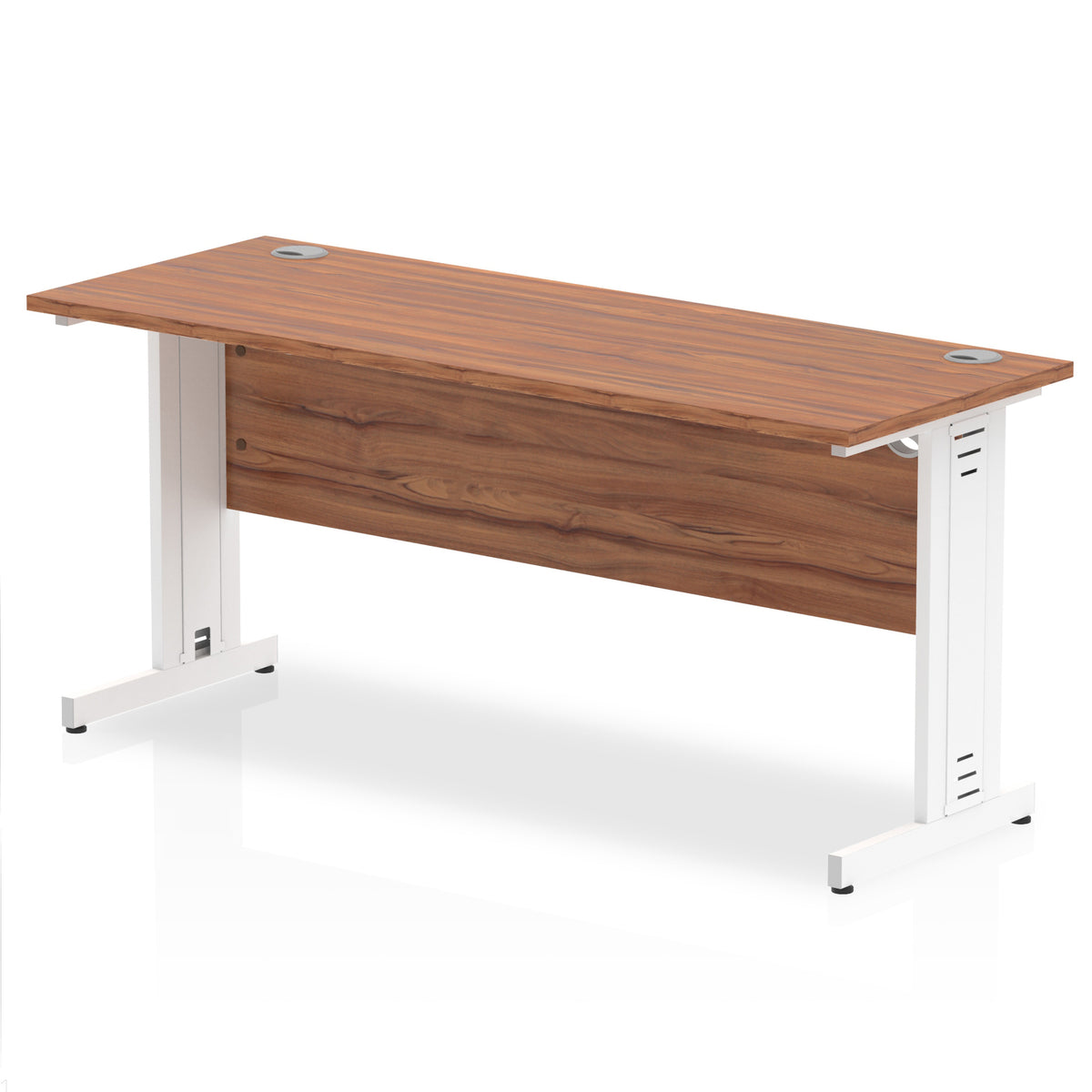 ID Workplace Slimline Cable Managed Desk – 1600mm Walnut White - Industrious Decor