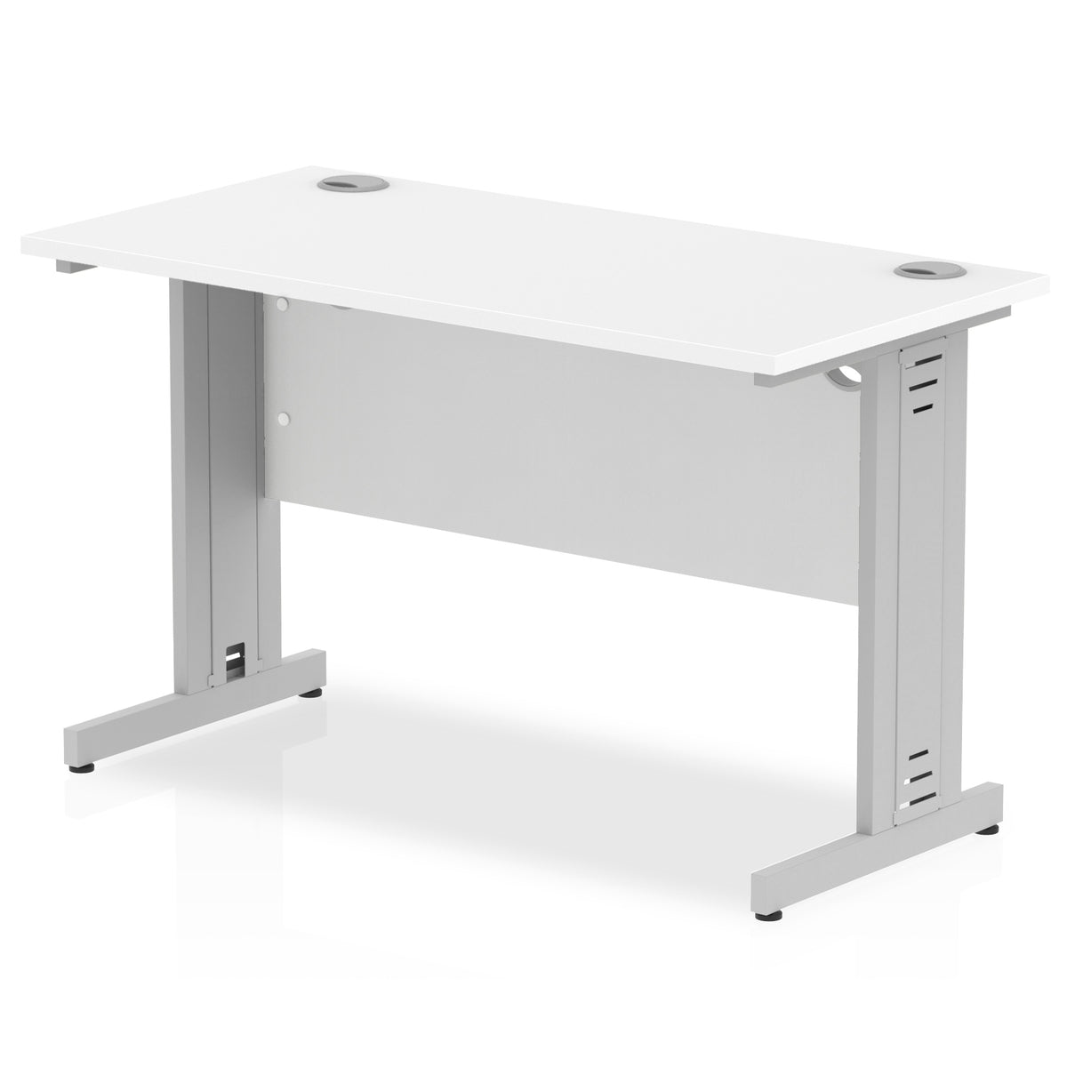 ID Workplace Slimline Cable Managed Desk – 1200mm White Silver - Industrious Decor