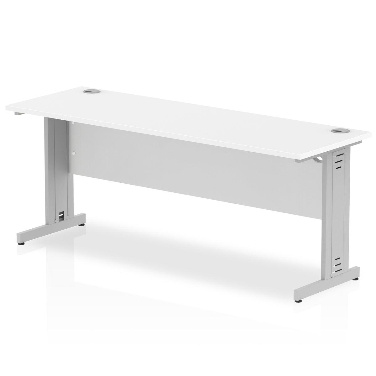 ID Workplace Slimline Cable Managed Desk – 1800mm White Silver - Industrious Decor