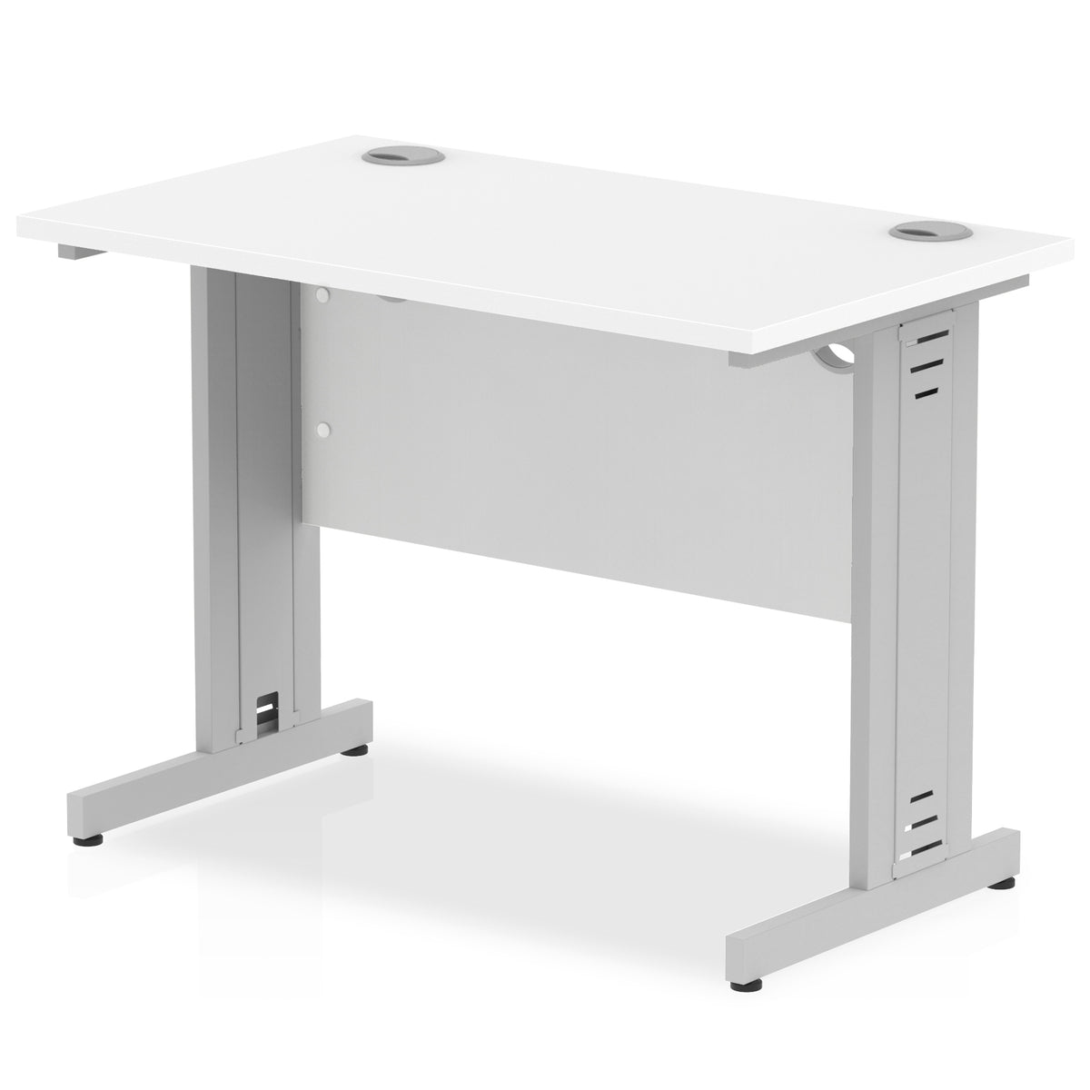 ID Workplace Slimline Cable Managed Desk – 1000mm White White - Industrious Decor