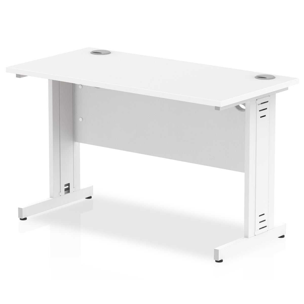 ID Workplace Slimline Cable Managed Desk – 1200mm White White - Industrious Decor