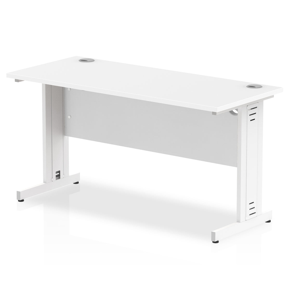 ID Workplace Slimline Cable Managed Desk – 1400mm White White - Industrious Decor