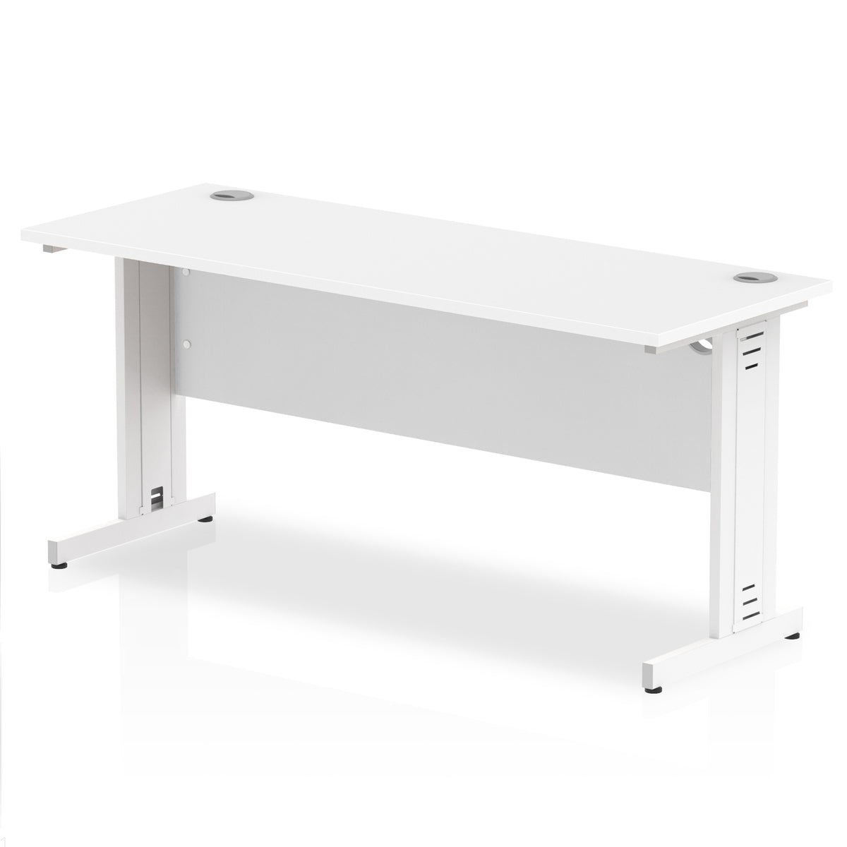 ID Workplace Slimline Cable Managed Desk – 1600mm White White - Industrious Decor