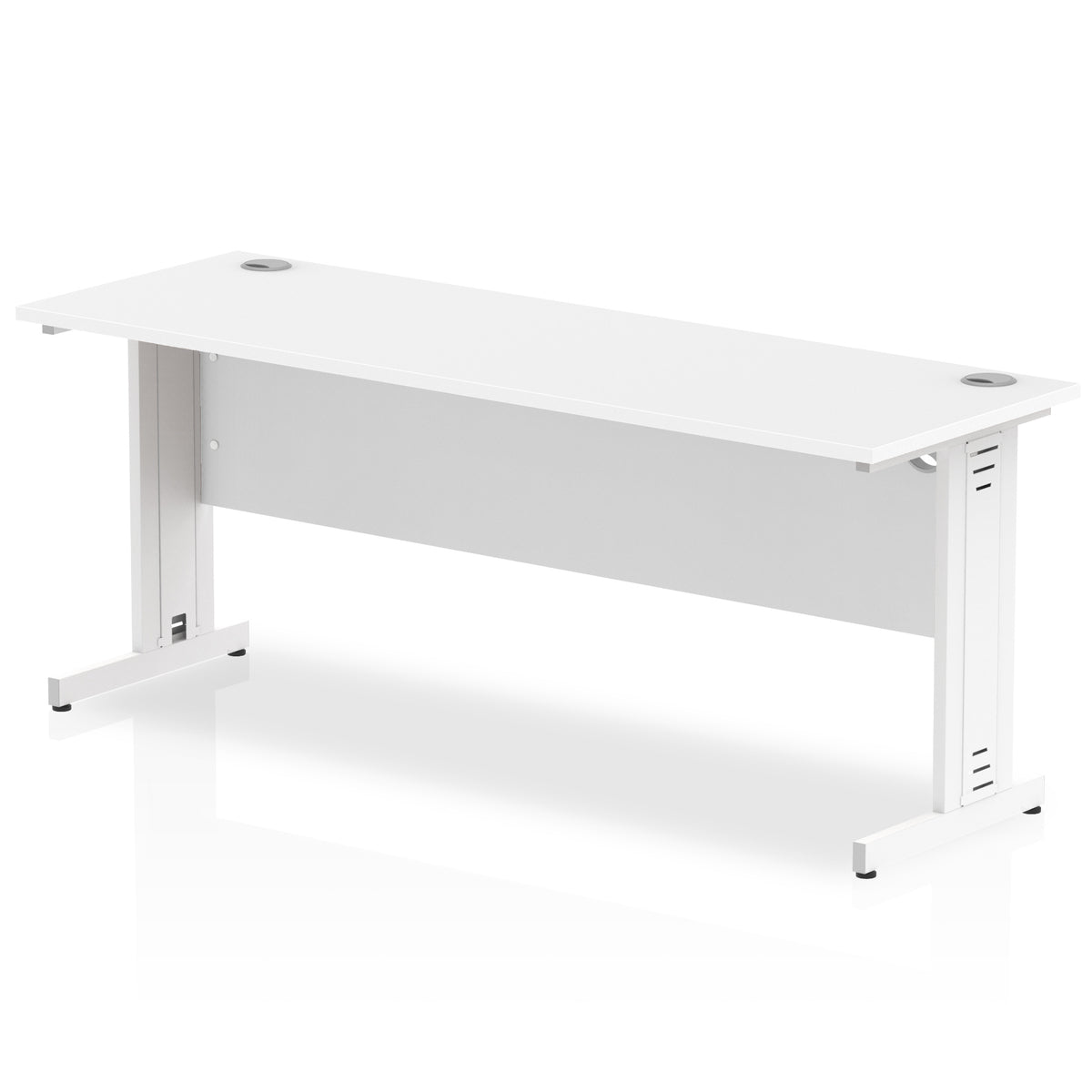 ID Workplace Slimline Cable Managed Desk – 1800mm White White - Industrious Decor