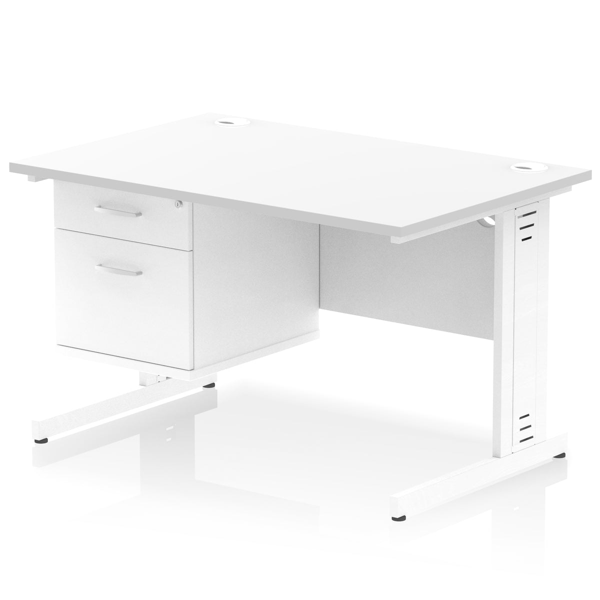 ID Workplace Cable Managed Desk – 1200mm White 2 Drawer White - Industrious Decor