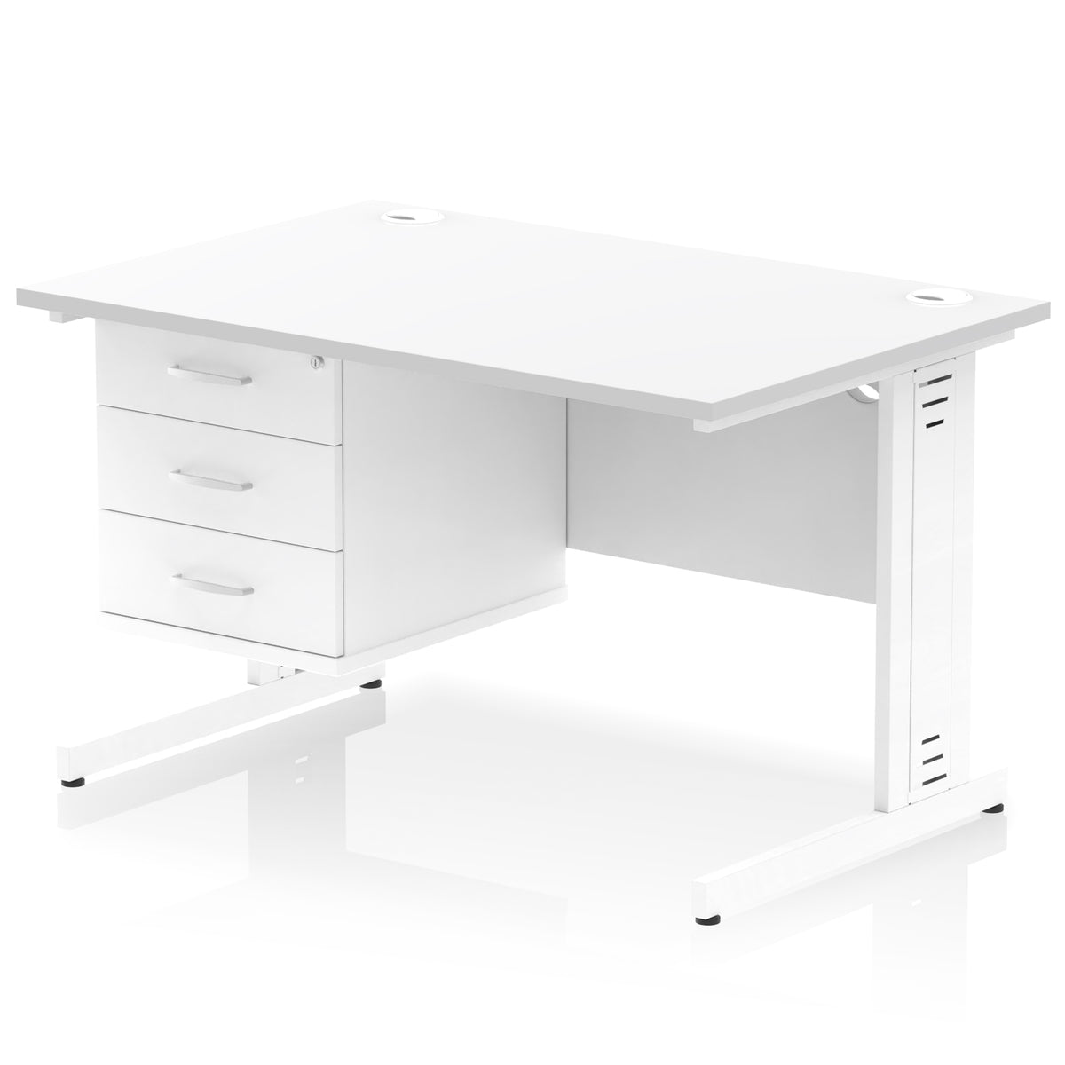 ID Workplace Cable Managed Desk – 1200mm White 3 Drawer White - Industrious Decor