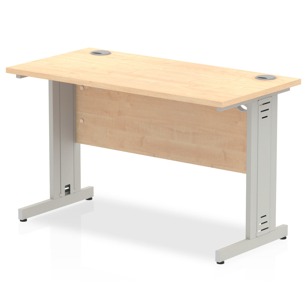 ID Workplace Slimline Cable Managed Desk – 1200mm Maple Silver - Industrious Decor