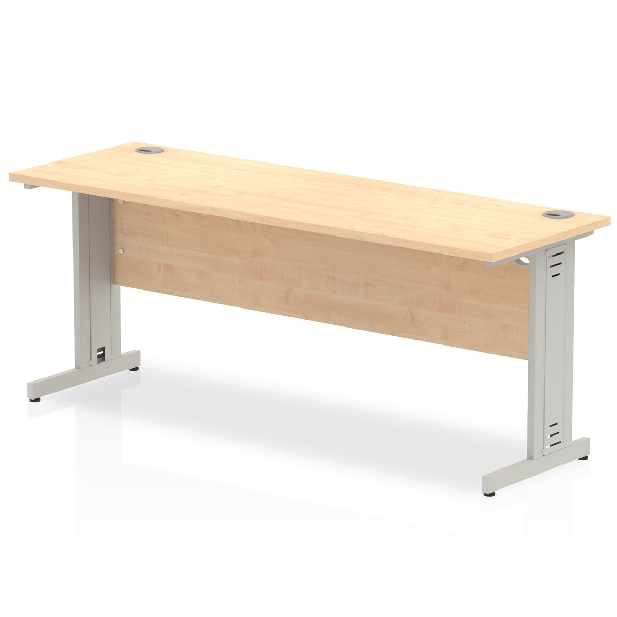 ID Workplace Slimline Cable Managed Desk – 1800mm Maple Silver - Industrious Decor