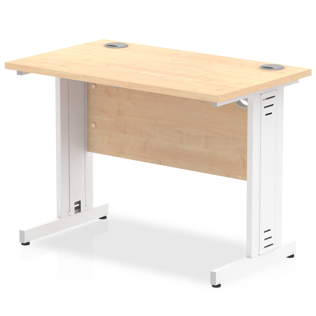 ID Workplace Slimline Cable Managed Desk – 1000mm Maple White - Industrious Decor